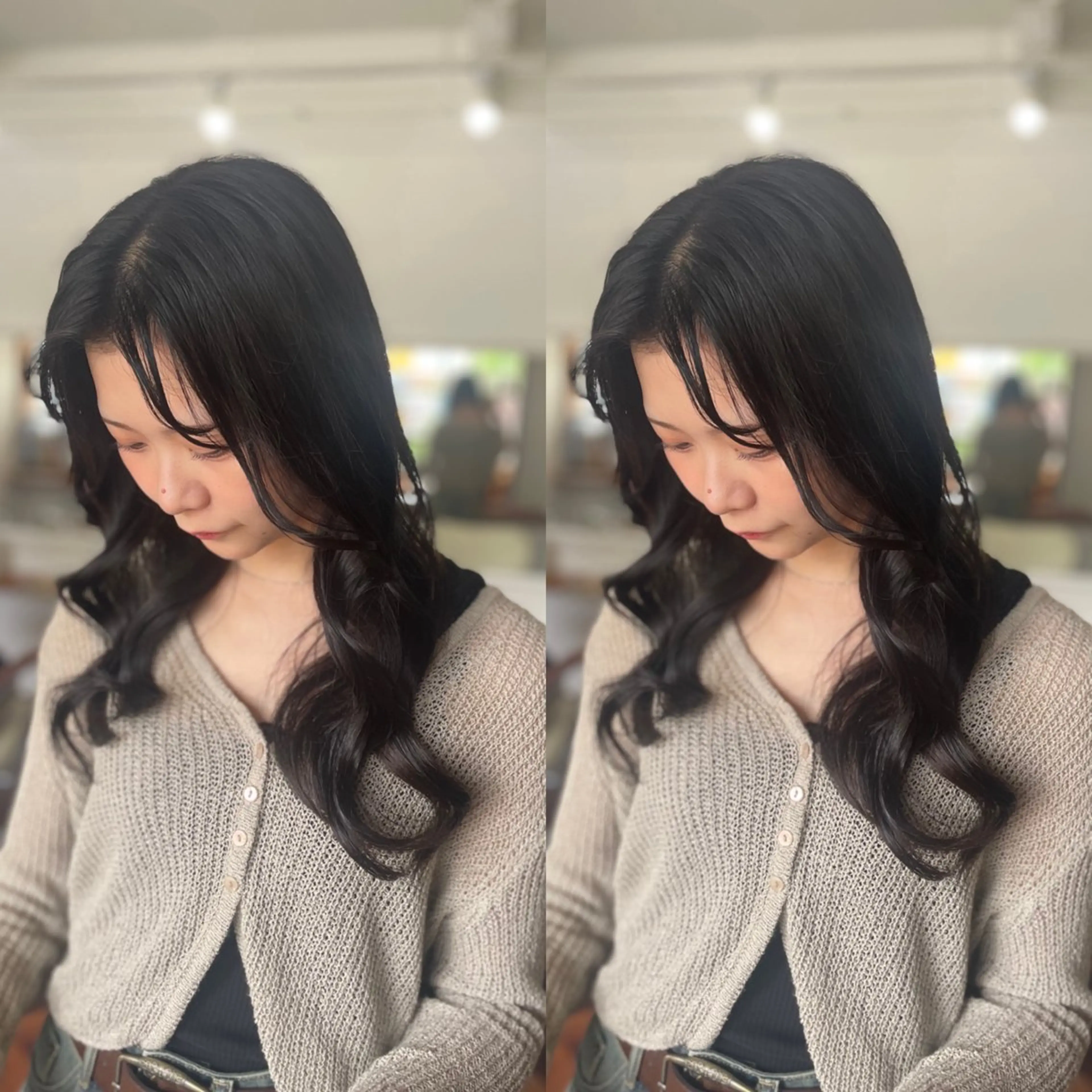 ロング カラー 黒髪 シルバー 韓国風ヘア mopa_kaede 暖色カラー/ロングのヘアスタイル