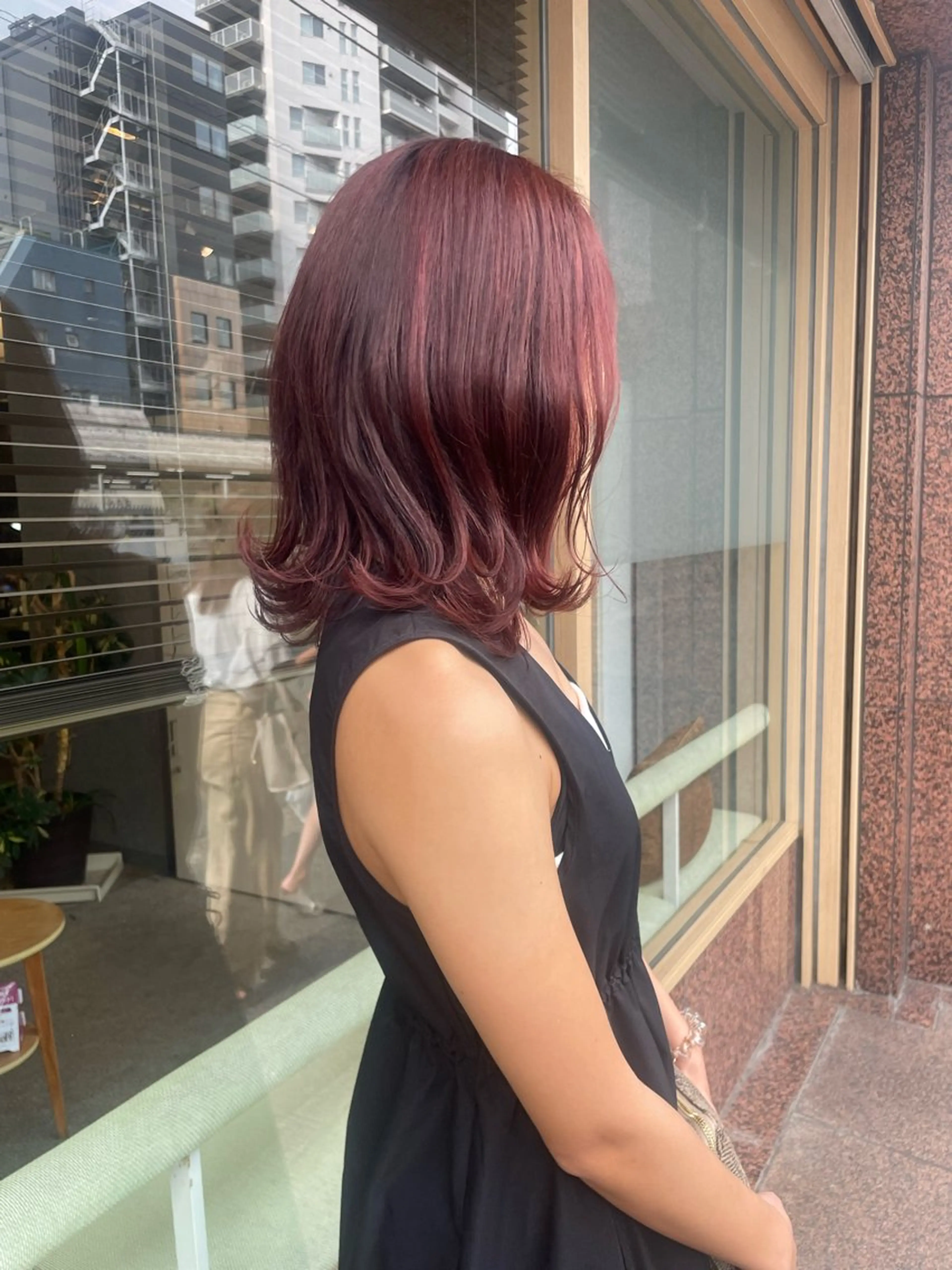 ミディアム カラー ハイライトカラー レッドカラー ハイライト 髪質改善/Bloss om🌷高橋沙衣のヘアスタイル