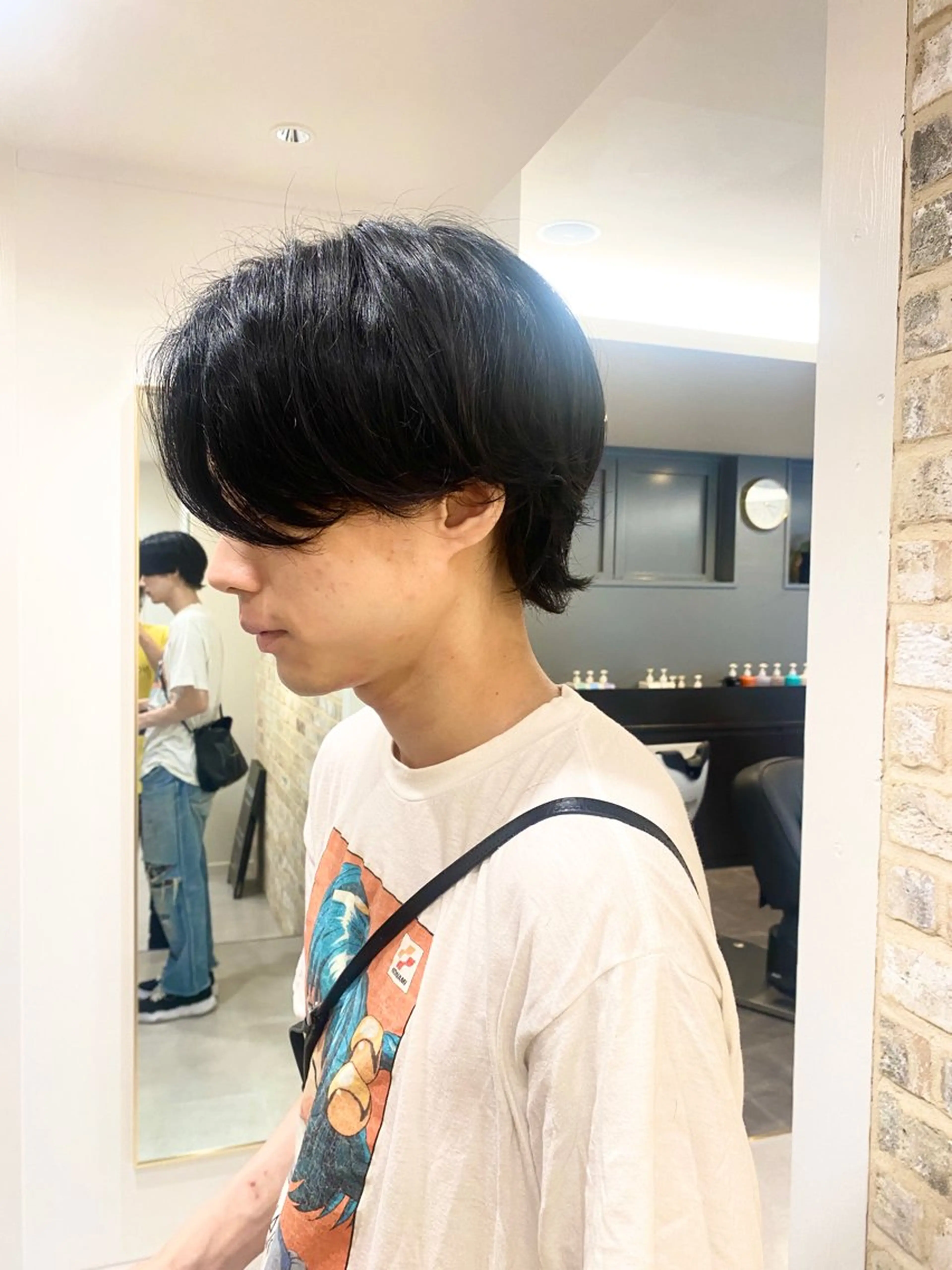 ショート パーマ メンズ センターパート メンズパーマ メンズウルフカット ウルフカット ニュアンスパーマ カット パーマ ボブ/髪質改善/ レイヤー/池澤慎人のヘアスタイル