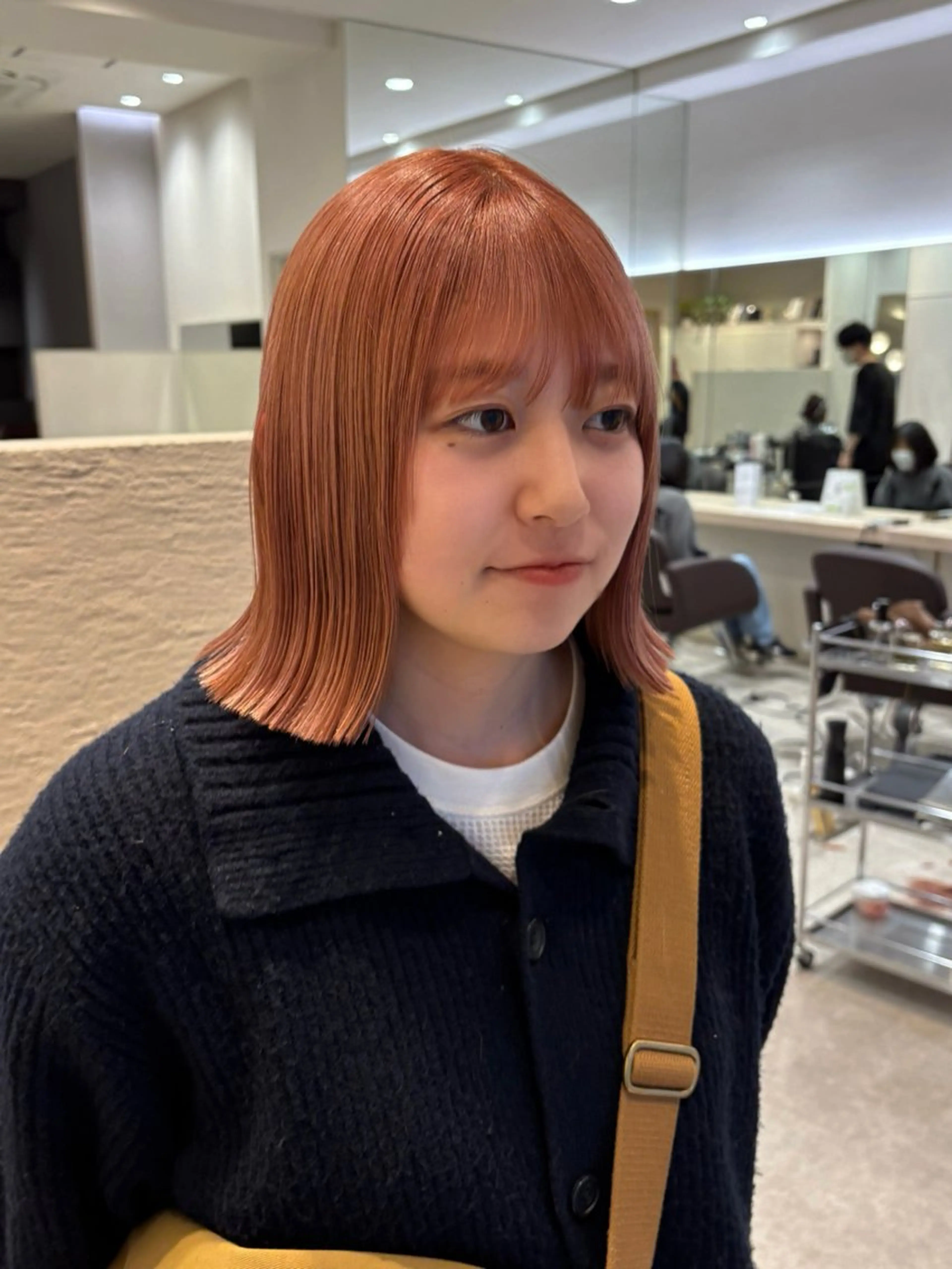 ミディアム カラー ベージュカラー ブリーチ ピンクカラー ピンクベージュ カット ヘアカラー 艶髪縮毛矯正/レ イヤー/atsumiのヘアスタイル