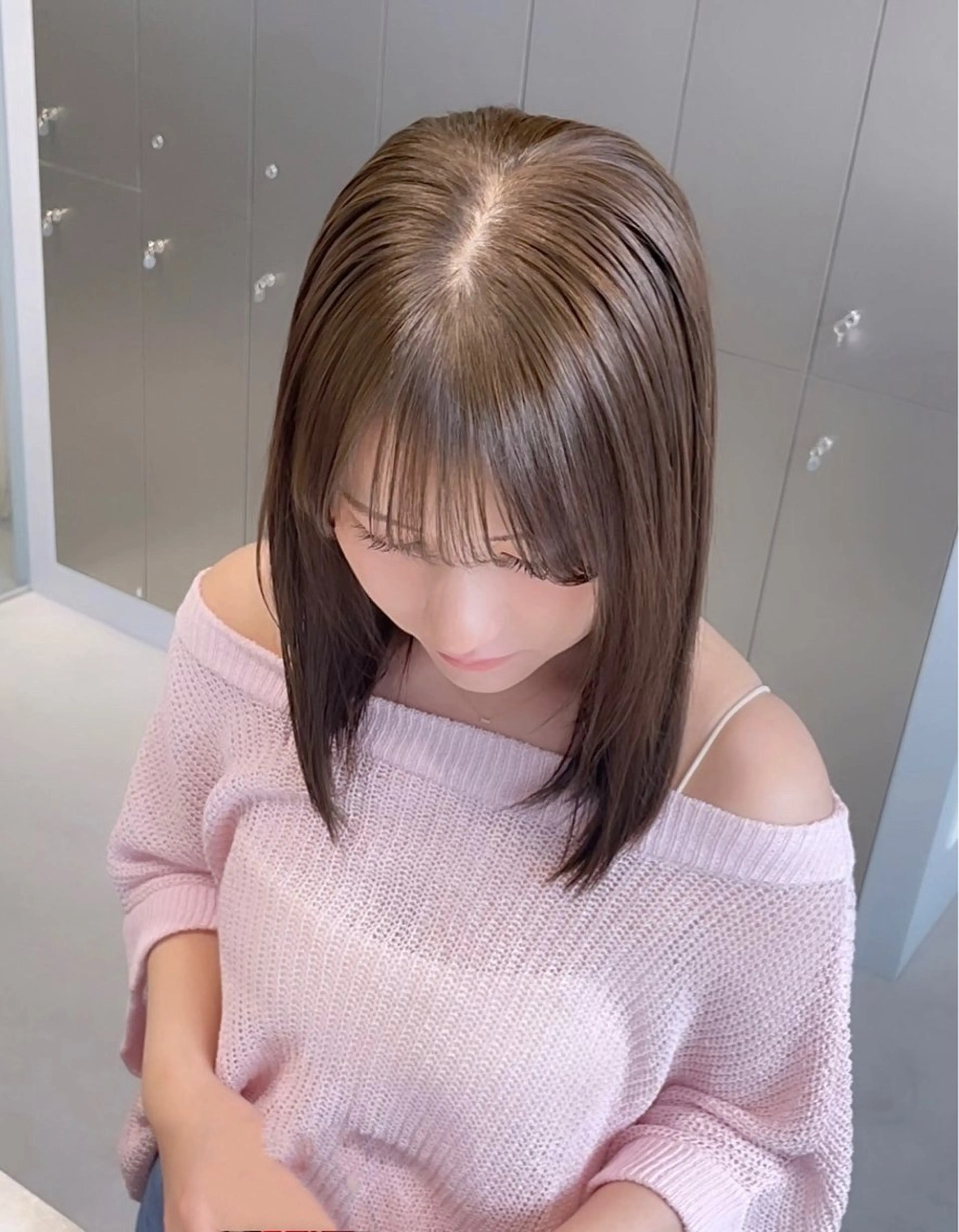 ミディアム カラー ベージュカラー オリーブベージュ 黒田 優里 🎀🫧のヘアスタイル