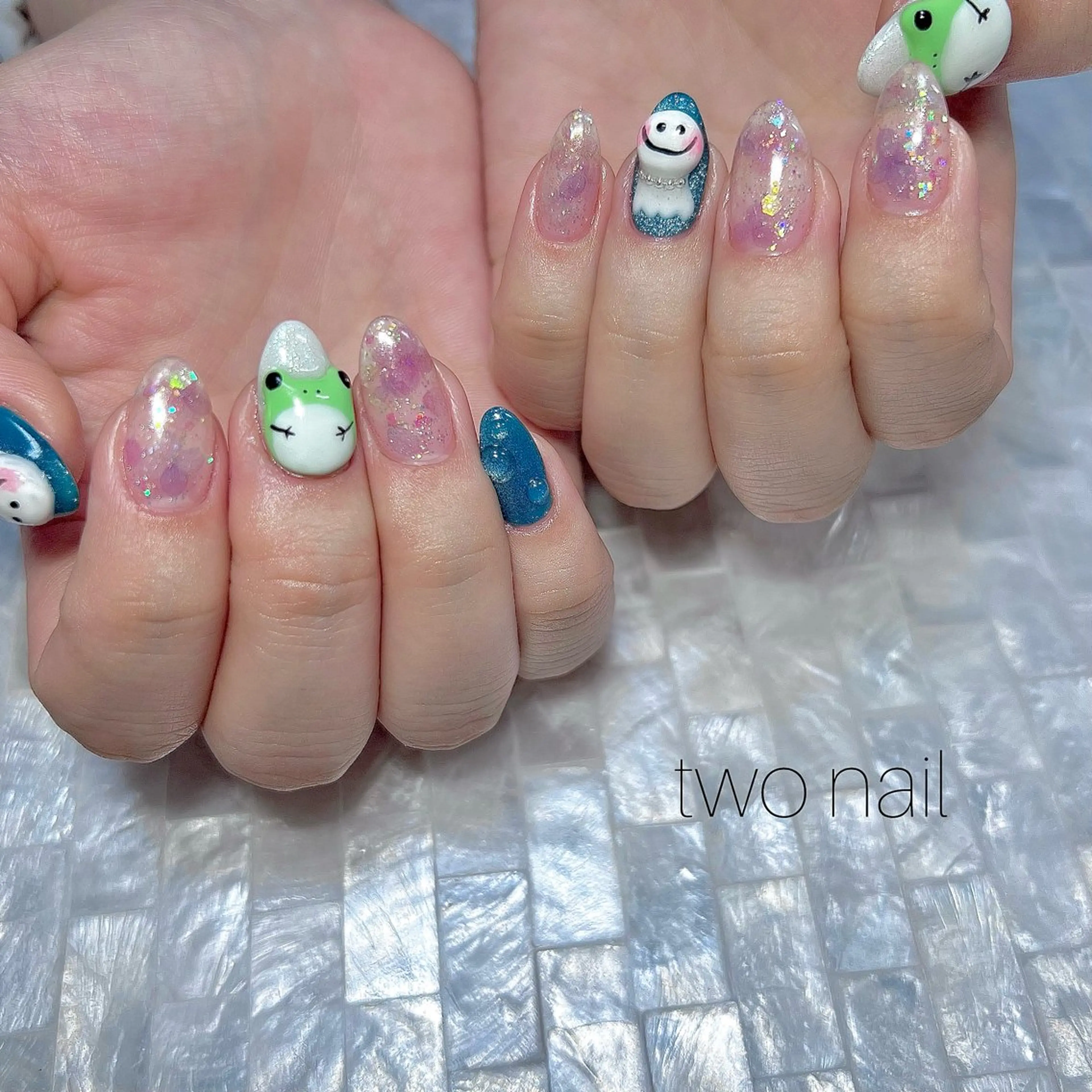 ネイル アートネイル ネイルチップ ホワイト ハンドネイル two nailのネイルデザイン