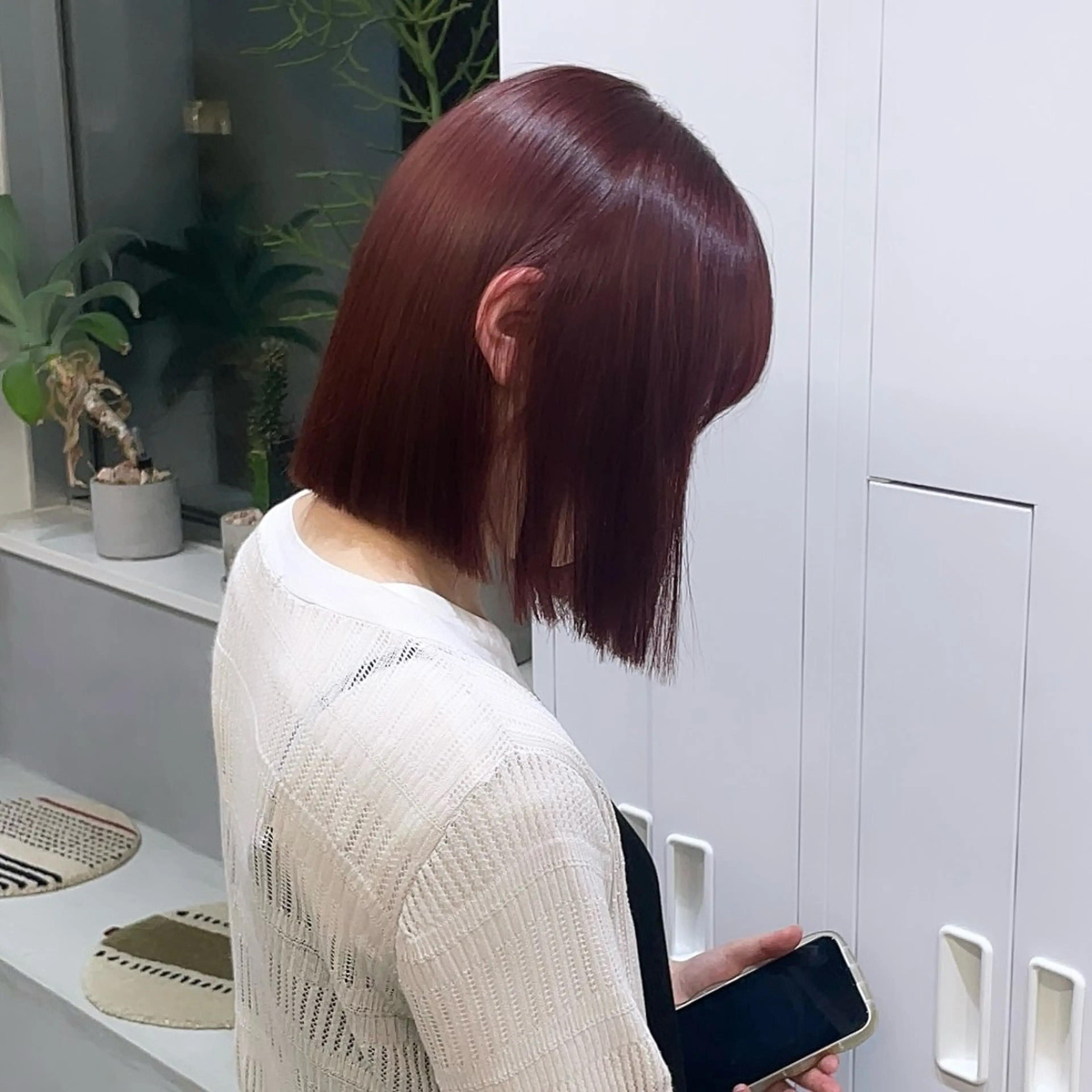 ミディアム カラー ブリーチ カシス ダブルカラー ブリーチなしカラー ピンクカラー カット ヘアカラー Rui/透明感カラー 暖色/レイヤーカットのヘアスタイル