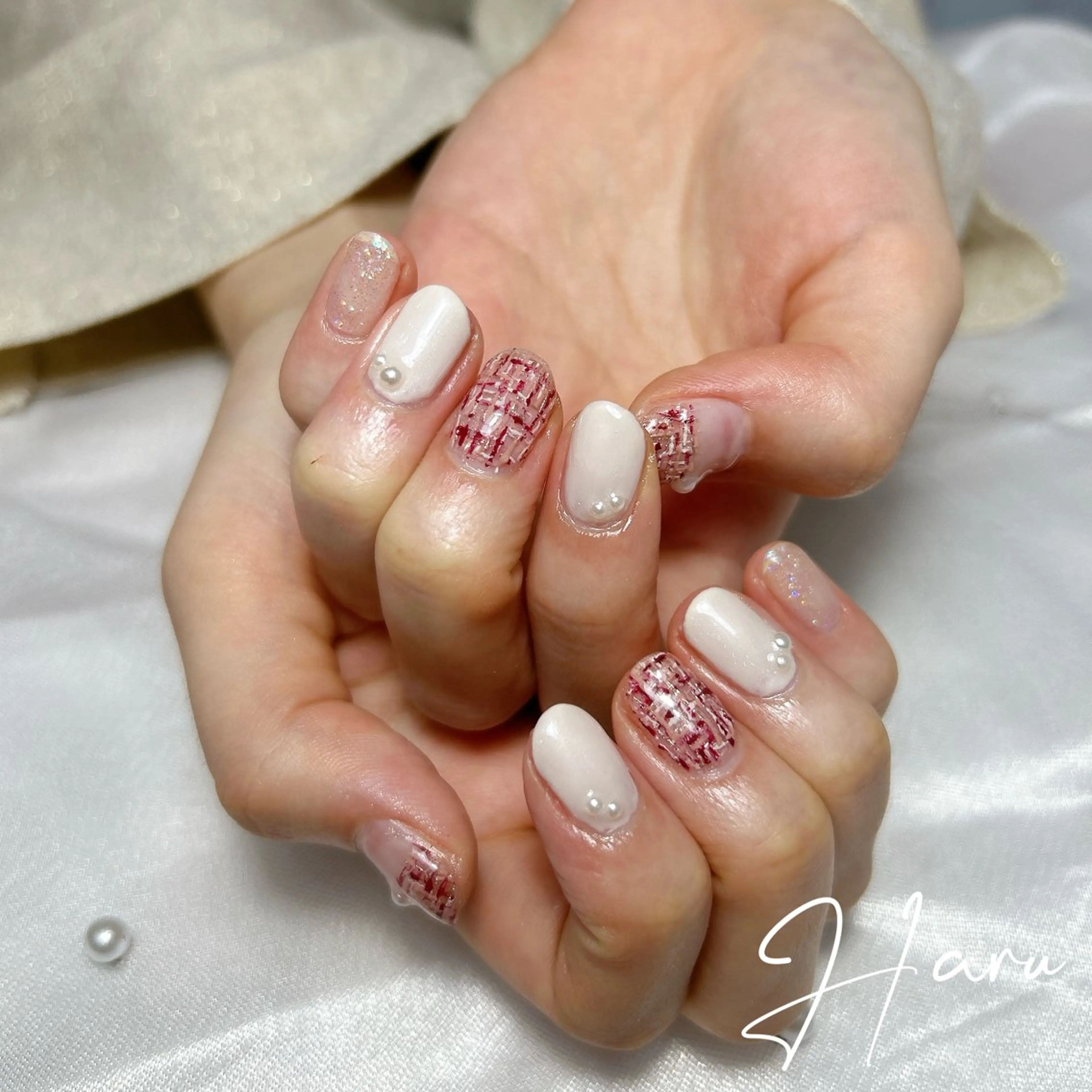 ネイル ツイードネイル Haru .mのネイルデザイン