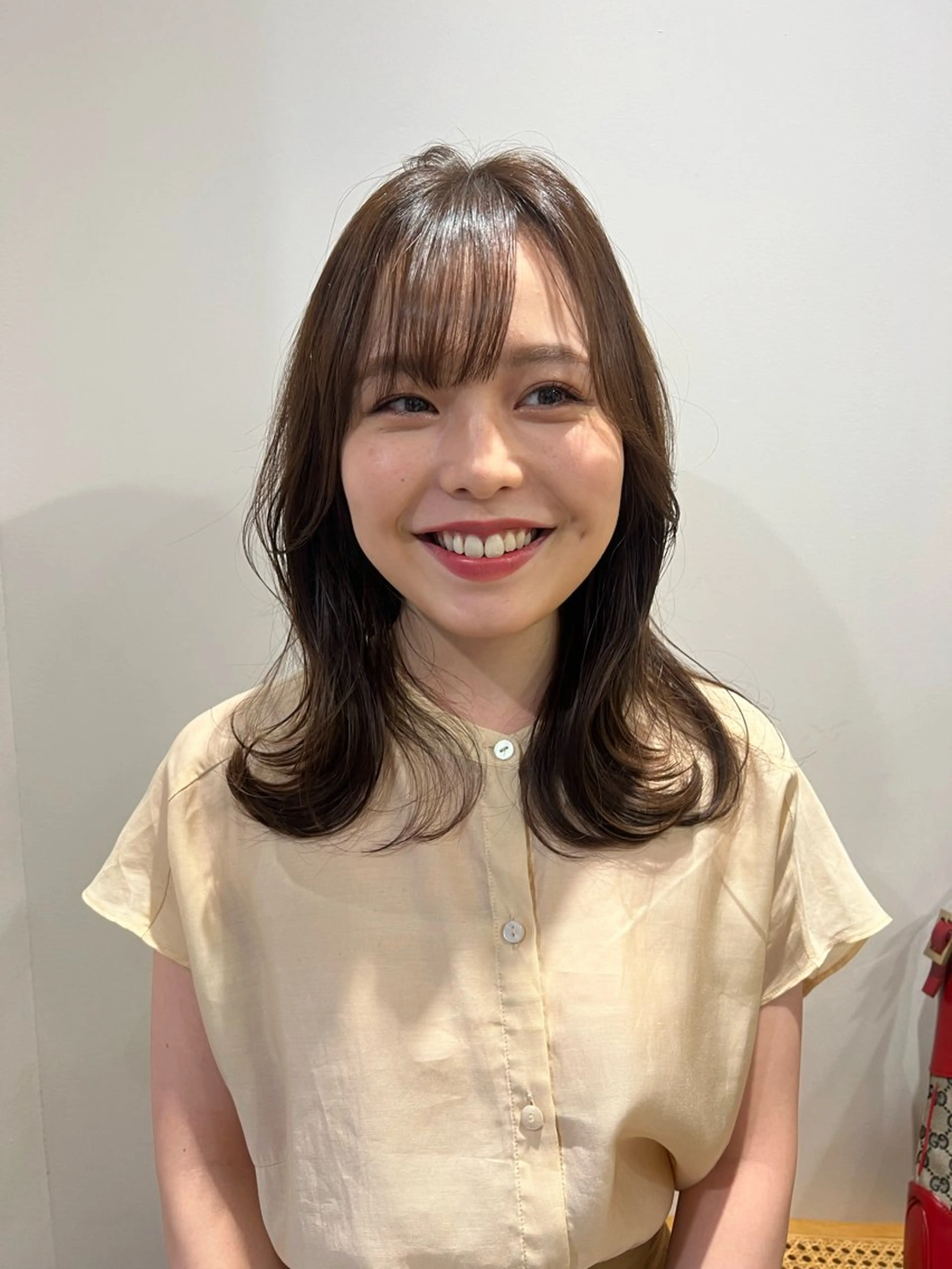 ミディアム カラー ブラウンカラー 💛河原町/透明感/ コテ巻き/moe💛のヘアスタイル