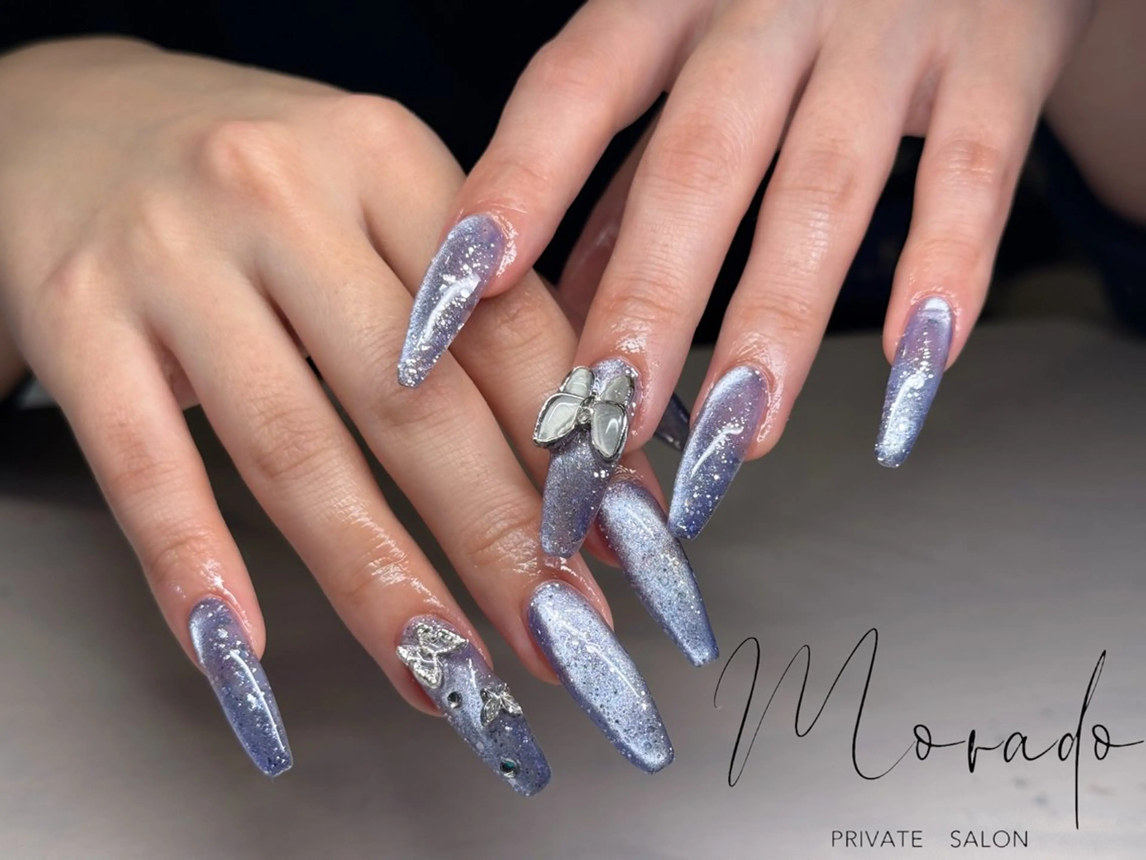 ネイル 長さ出し ジェルネイル マグネットネイル ハンドネイル ハンドケア MORADO ~Private Salon~所属・新小岩 MORADO Mihoのネイルデザイン