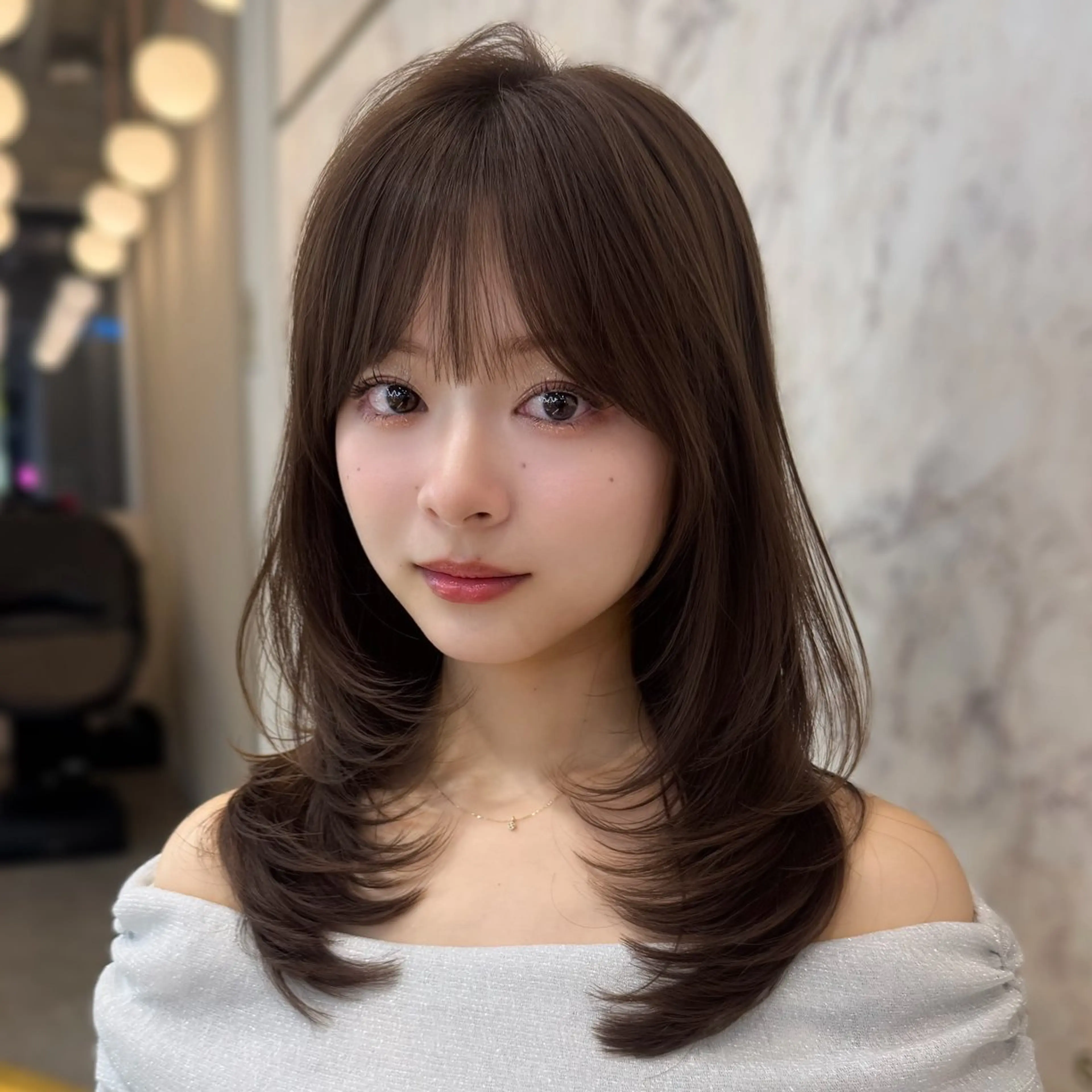 セミロング カラー カット ヘアカラー トリートメント 新宿/韓国レイヤー 髪質改善カラー/角所のヘアスタイル