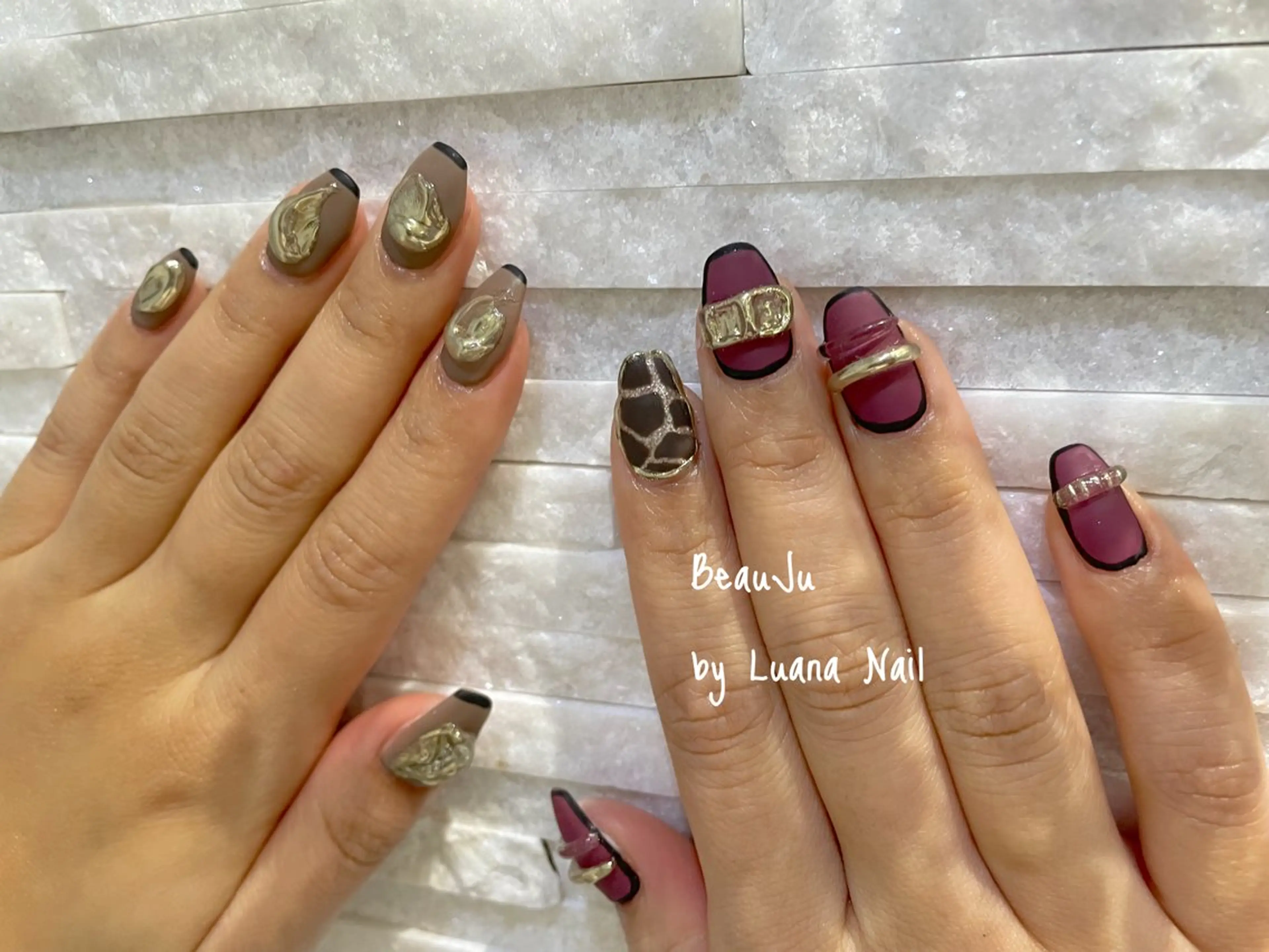 ネイル マットネイル ミラーネイル ハンドネイル BeauJu by Luana Nailのネイルデザイン