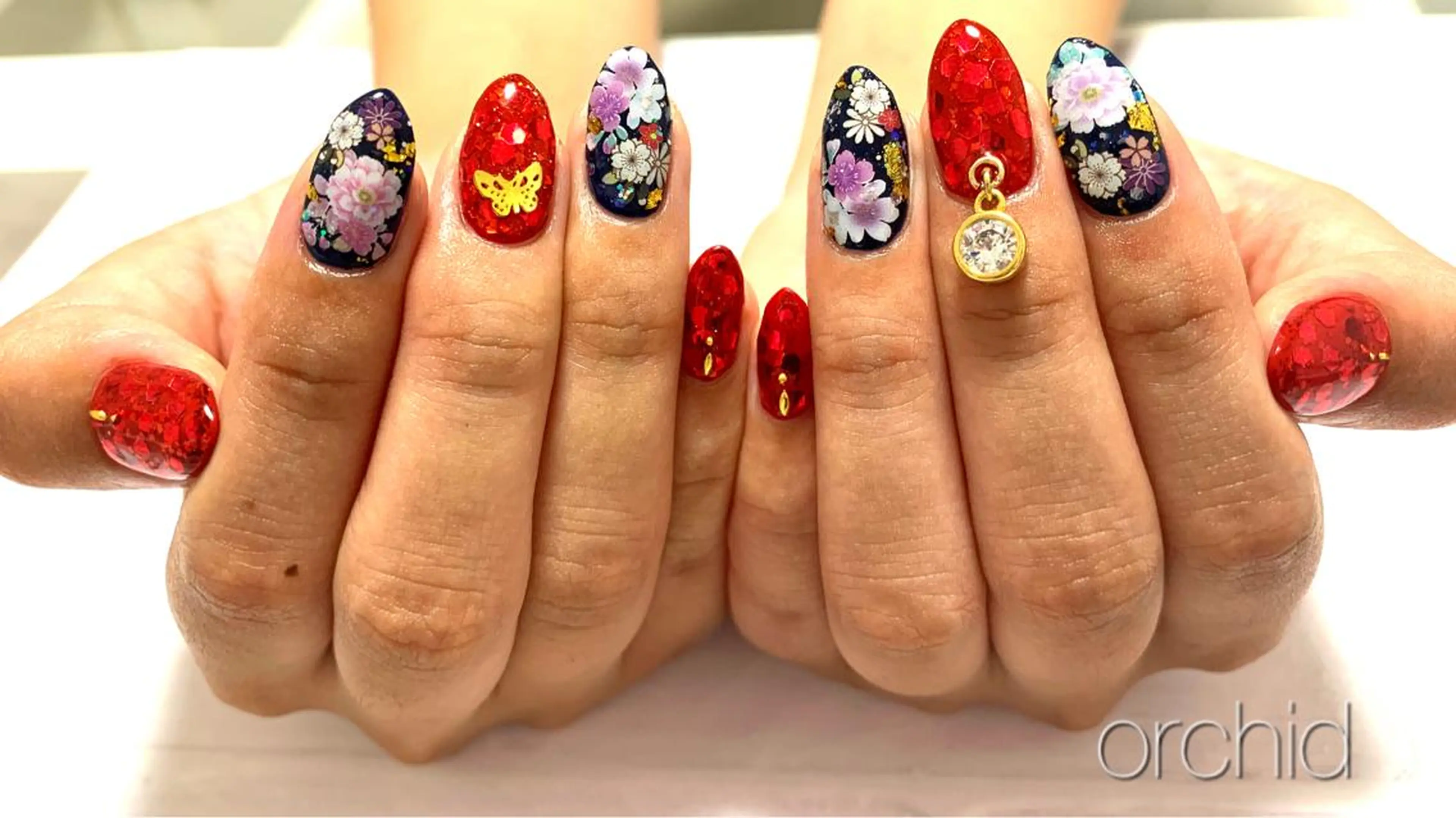 ネイル 成人式 orchid ♡オーキッドのネイルデザイン