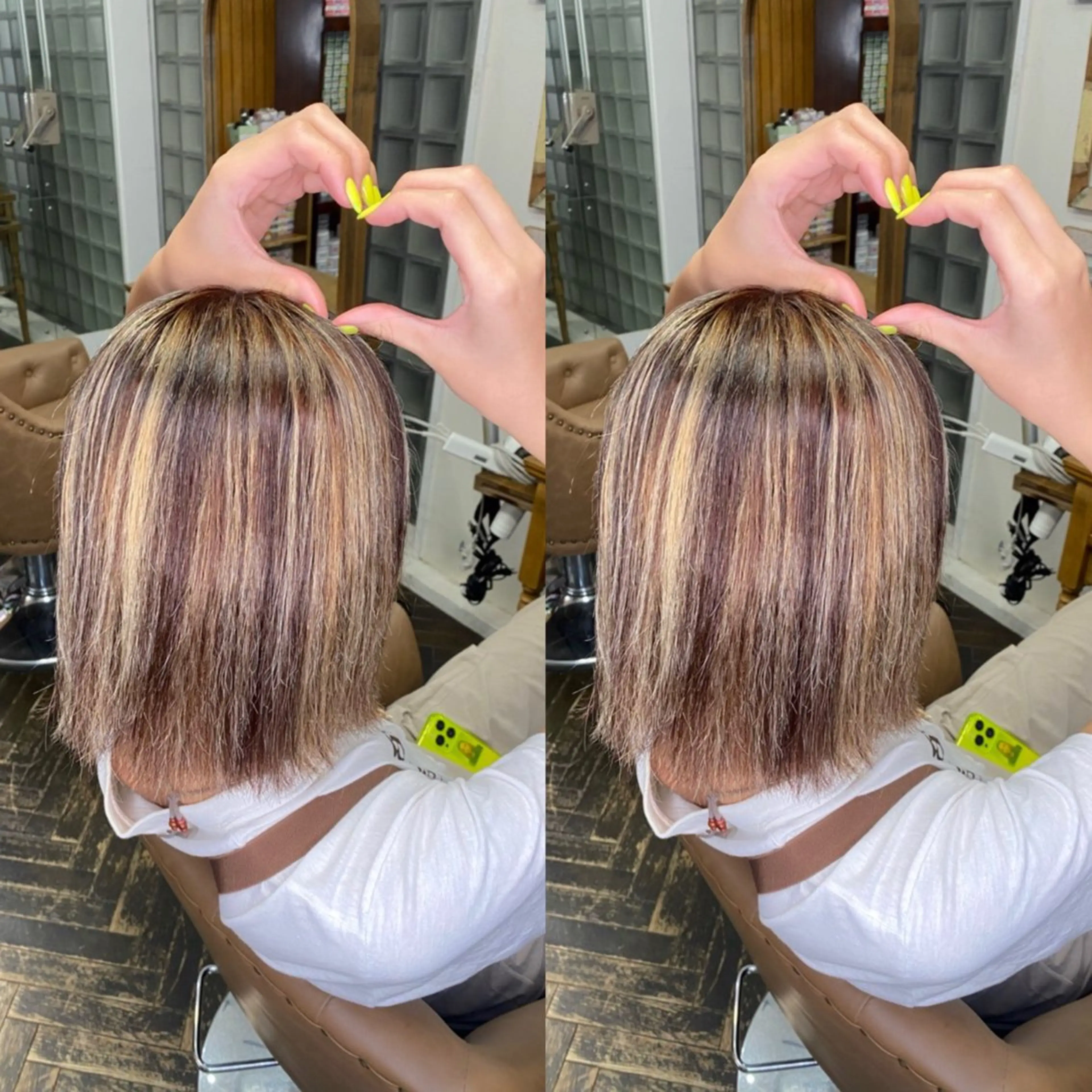 ショート カラー ハイライトカラー ハイライト ヘアカラー トリートメント 💎ハイトーン/艶 カラー モエカ💎のヘアスタイル