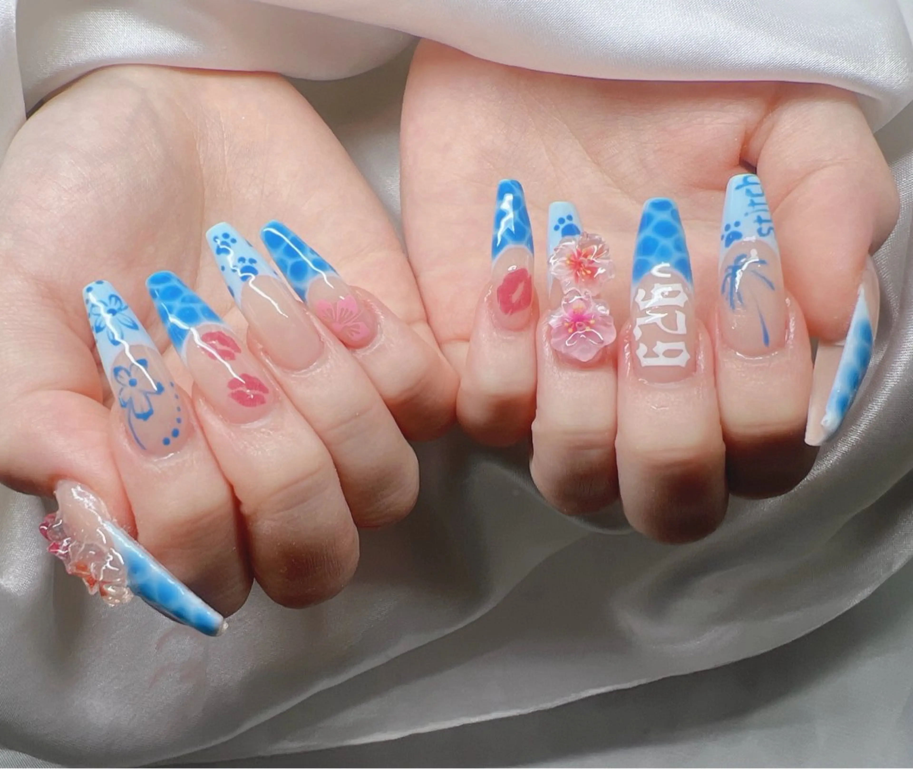 ネイル 長さ出し グラデーション キラキラネイル マグネットネイル ニュアンスネイル Lee Nails チップ長さだし専門店のネイルデザイン