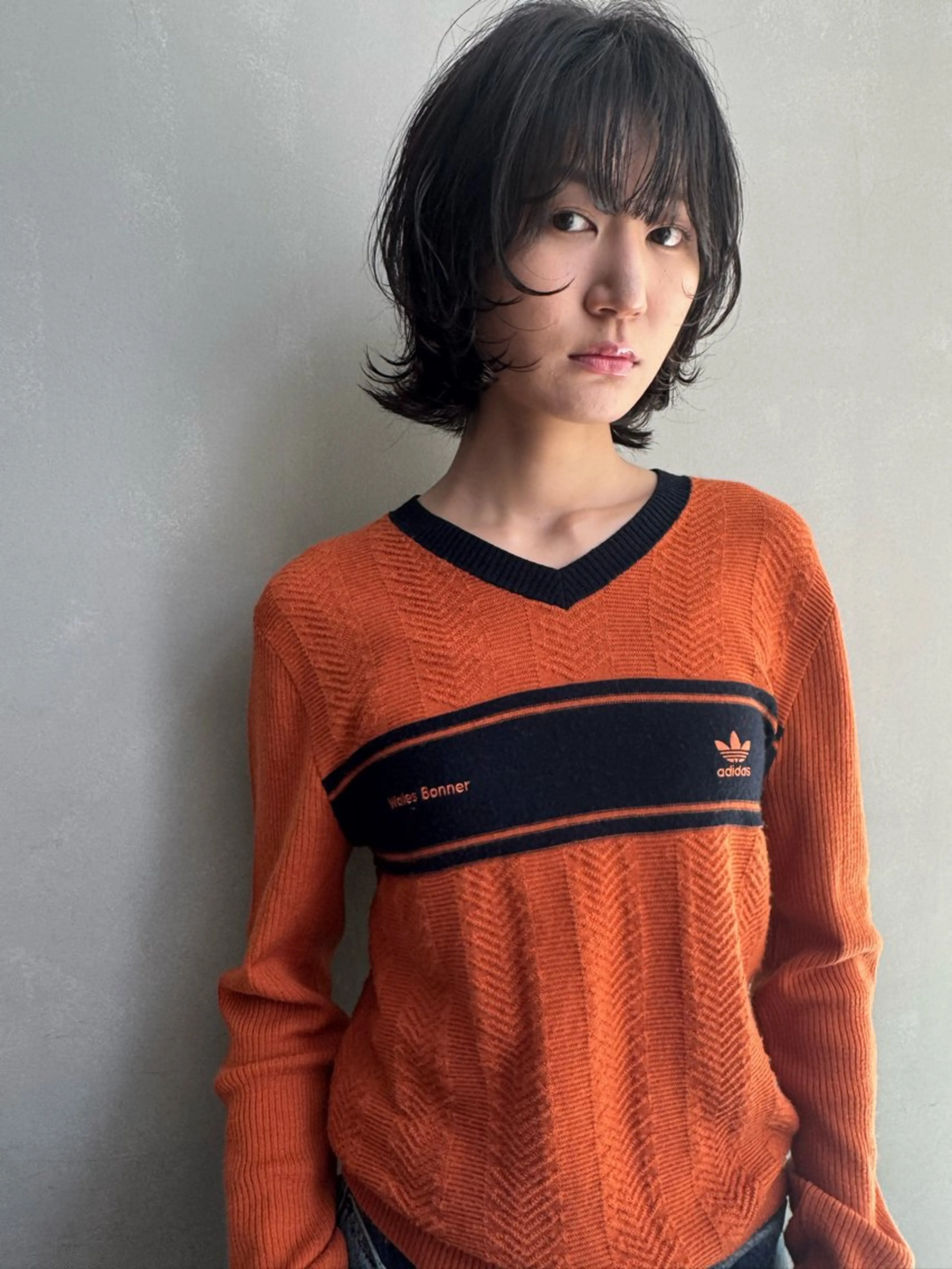 ミディアム ブリーチカラー アンブレラカラーのヘアスタイル