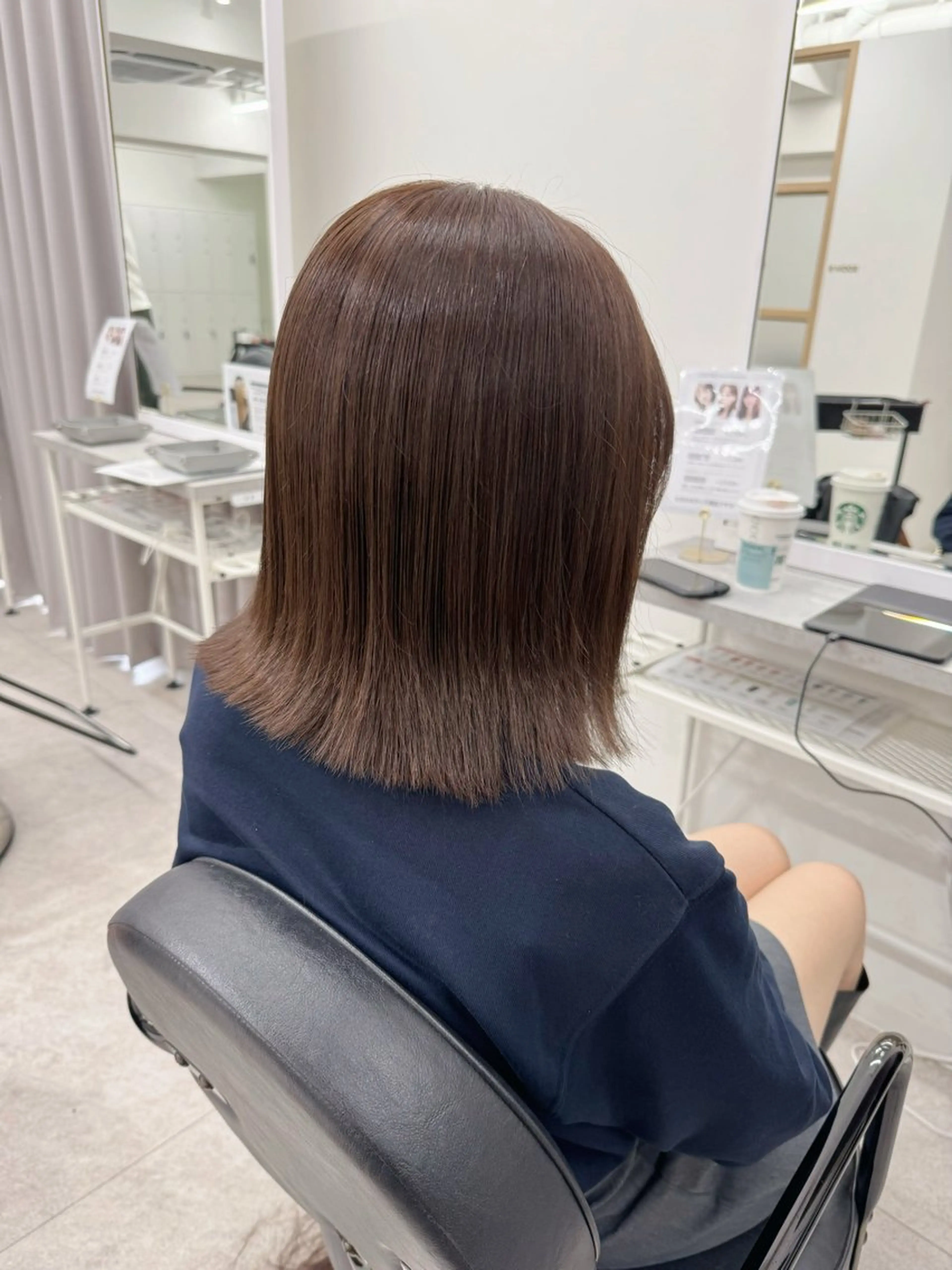 ミディアム カラー ブラウンカラー ココアブラウン ボブ 外ハネヘア fhami 店長 髪質改善　DAITOのヘアスタイル