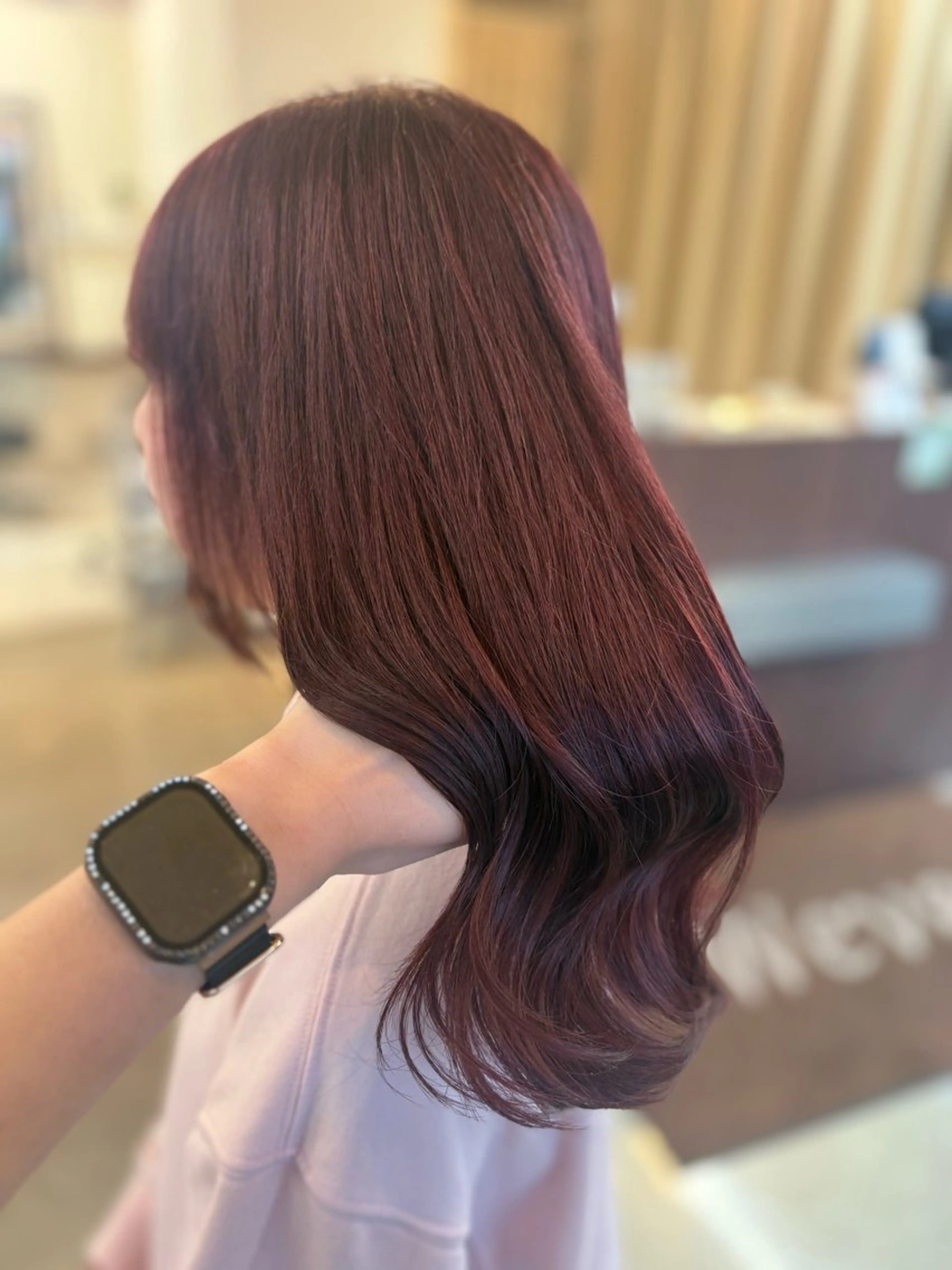 ロング カラー ブリーチ ピンクカラー カット ヘアカラー 垢抜け×韓国風/ ハイトーン/朝倉友香のヘアスタイル