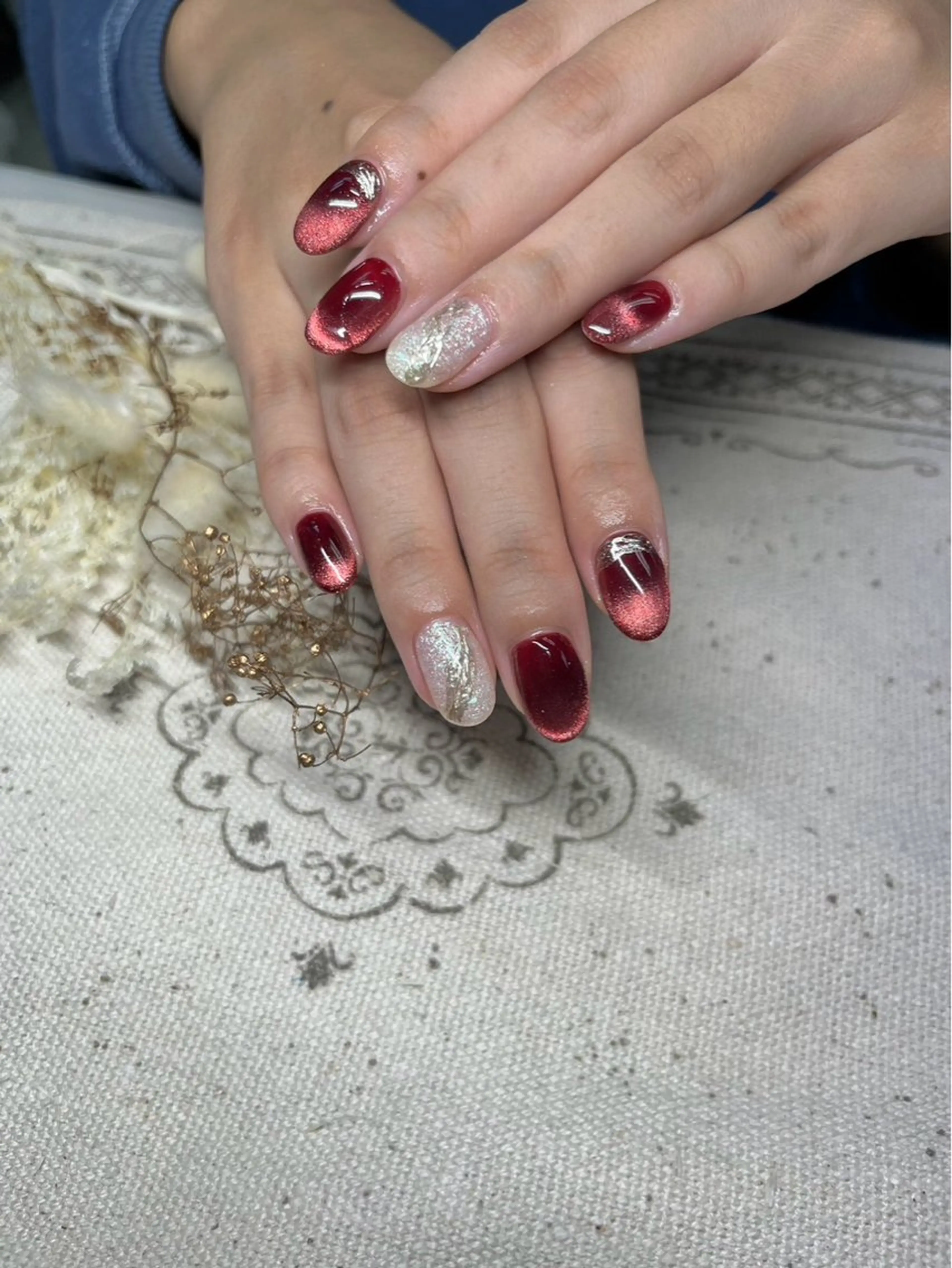 ネイル オーロラネイル フラッシュネイル キラキラネイル ミラーネイル オフィスネイル May&Way Neilのネイルデザイン