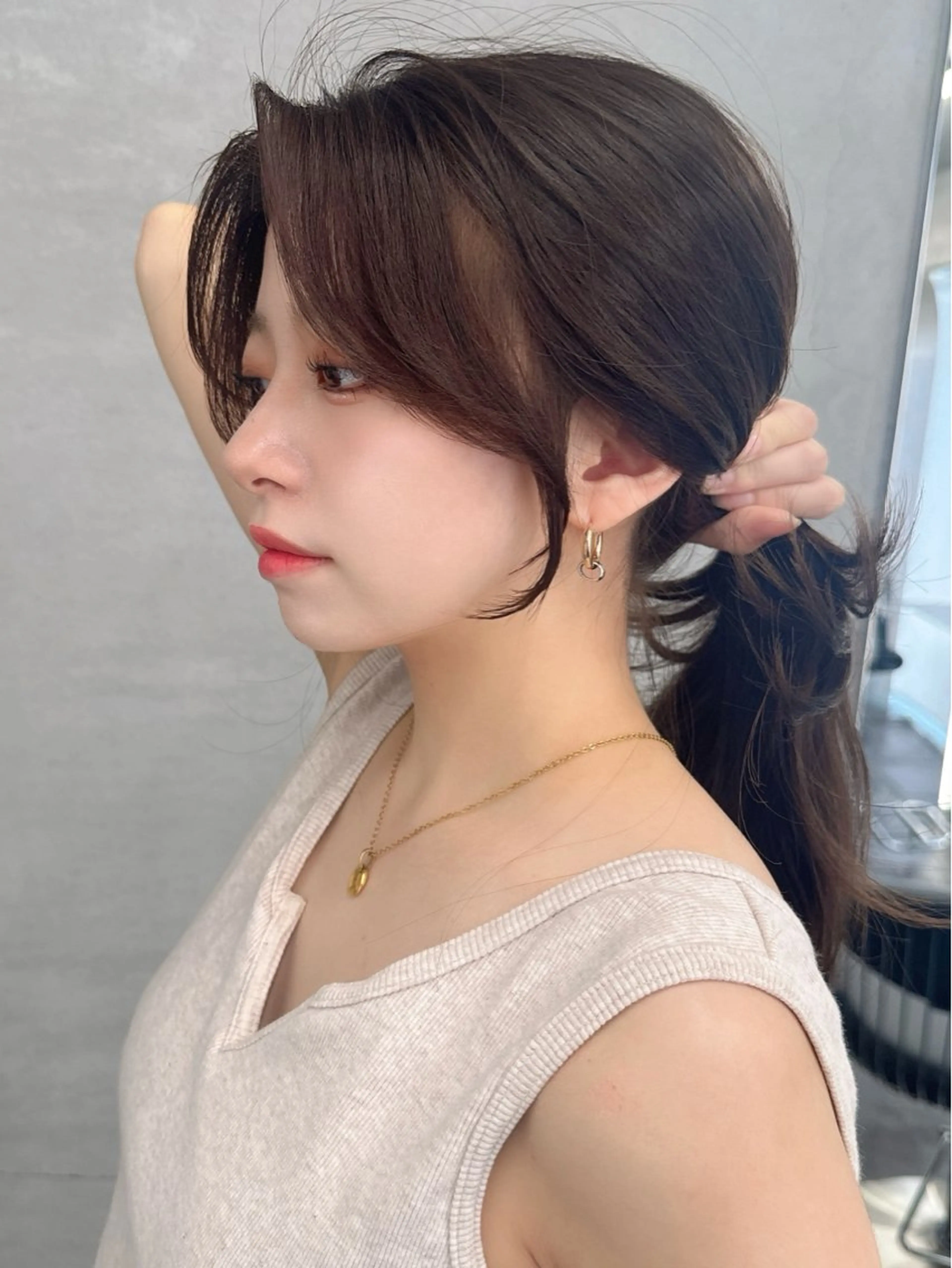 セミロング レイヤー/顔まわり 縮毛矯正/月城宏清のヘアスタイル