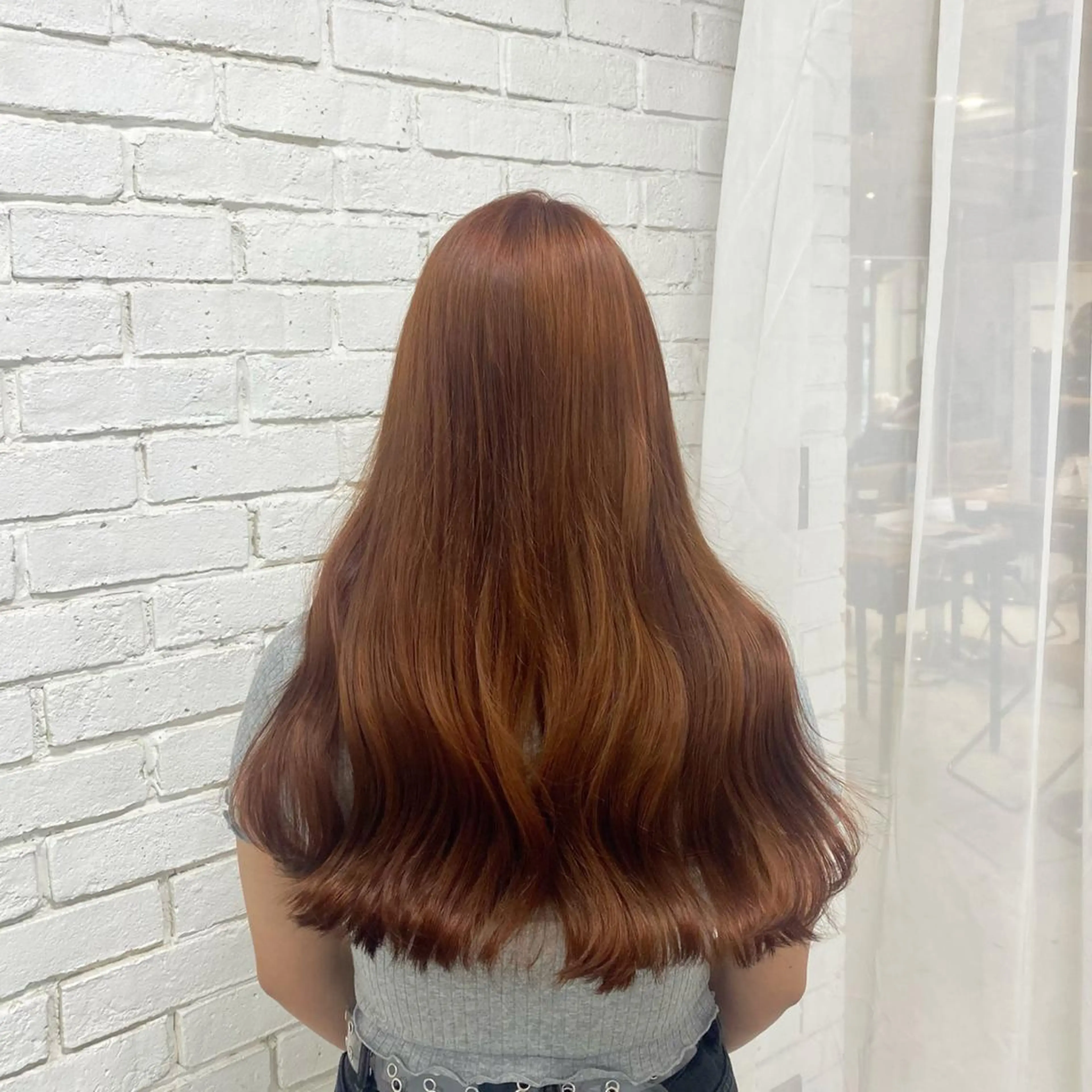 カラー ブラウンカラー オレンジ オレンジブラウン カット ヘアカラー 韓国・網紅style 🦋HONOKA🦋のヘアスタイル