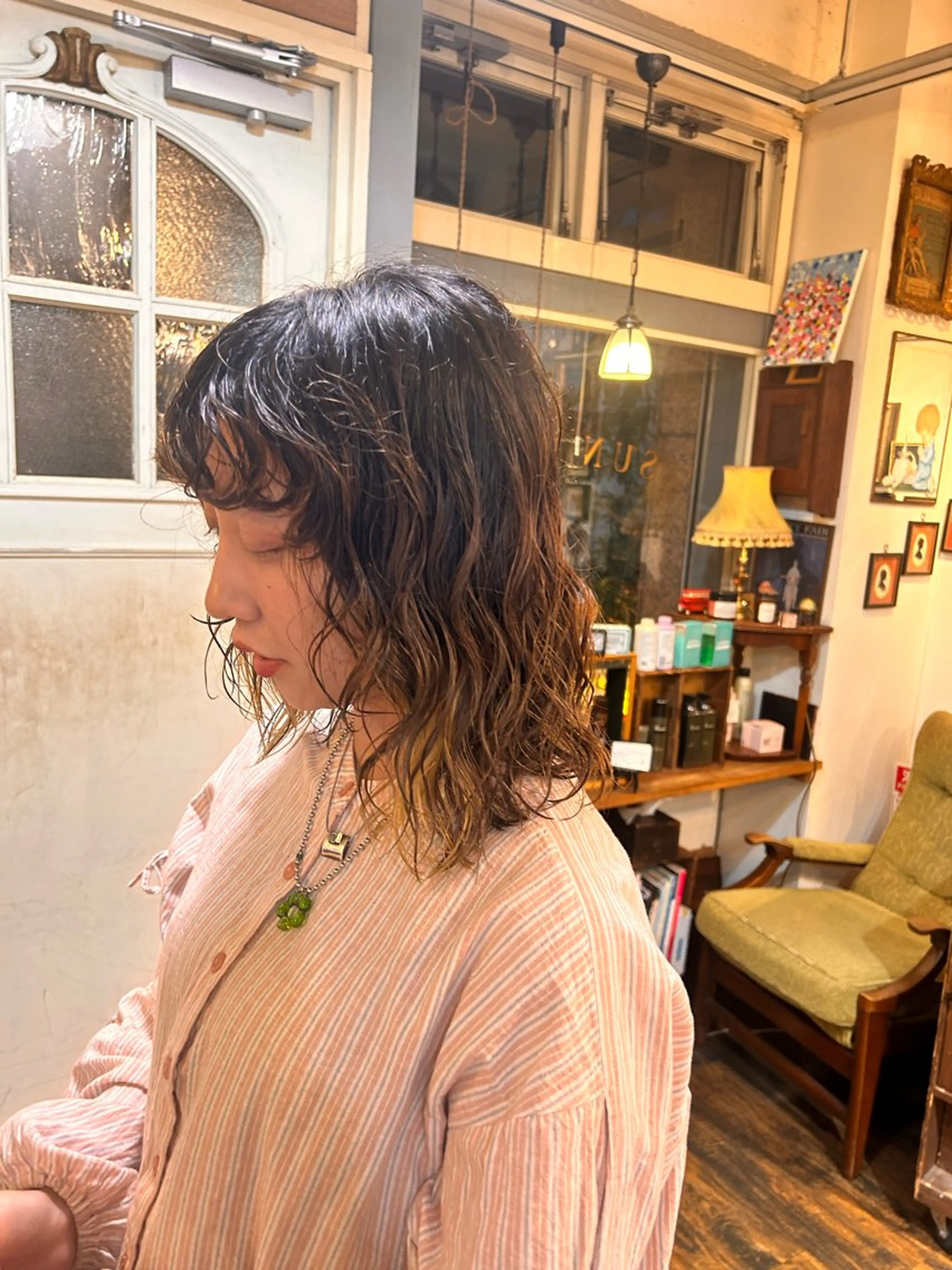 ミディアム パーマ カット パーマ トリートメント 清水千優/パーマ/ メンズパーマのヘアスタイル