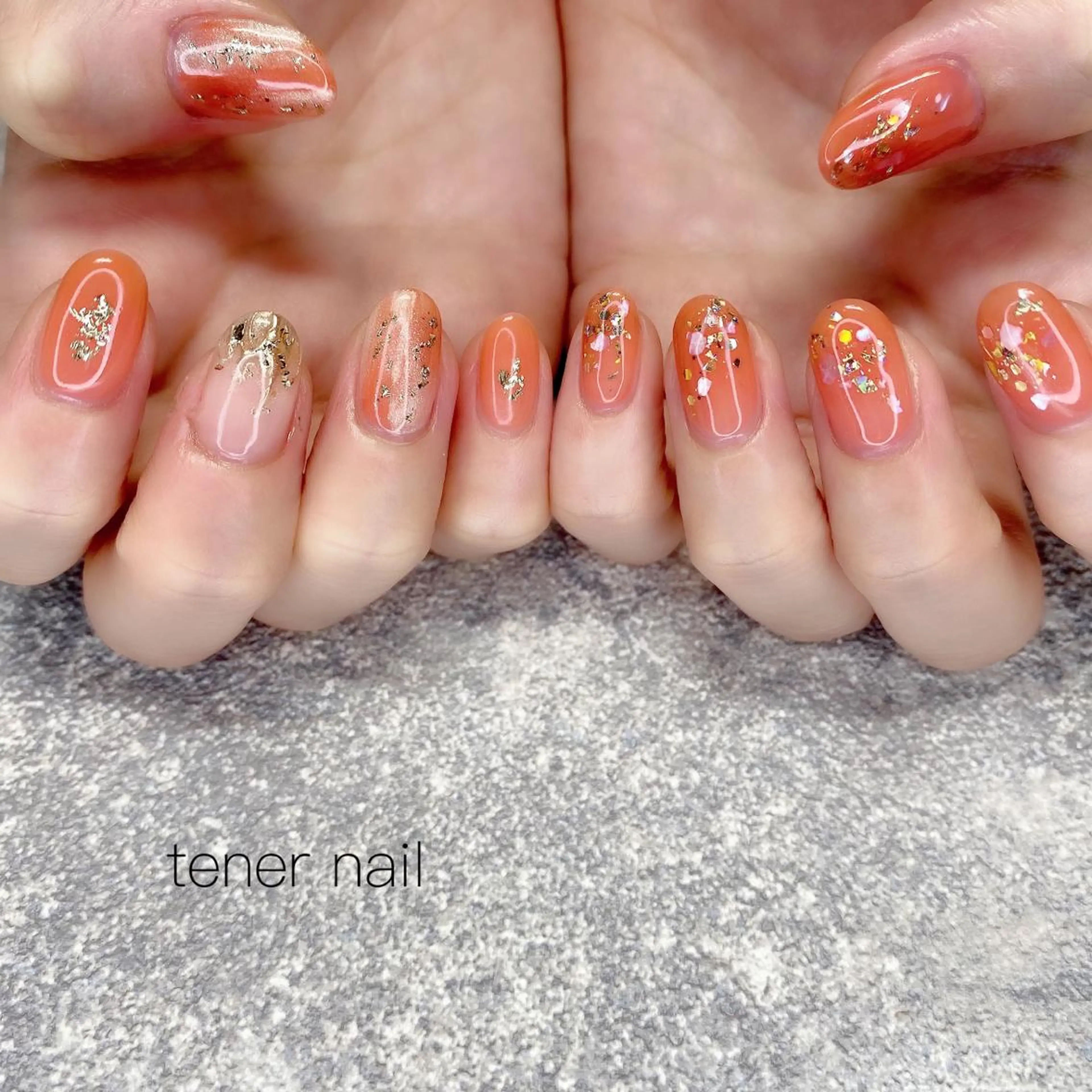 ネイル オレンジ テネルネイル tener nailのネイルデザイン