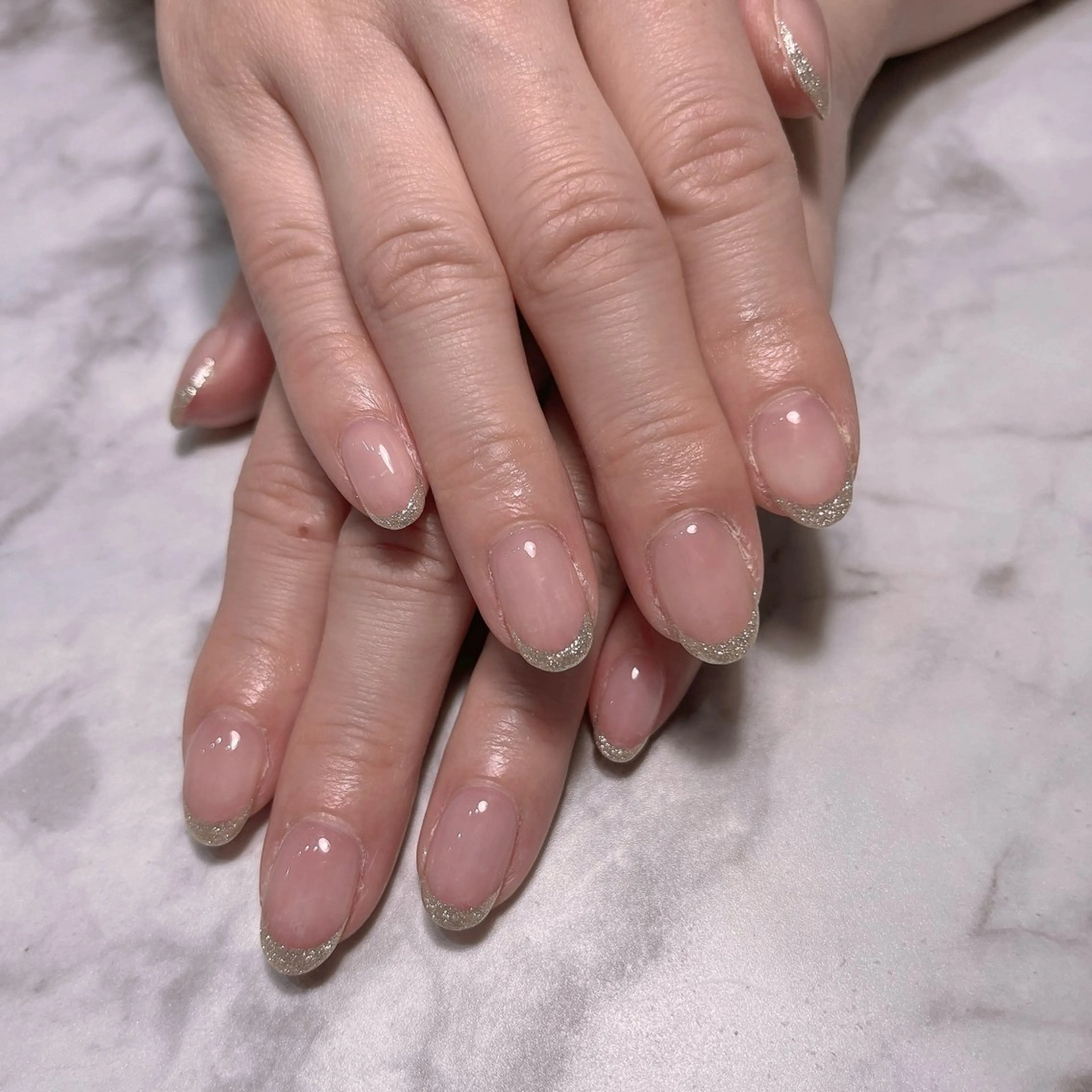 ネイル フレンチネイル ラメ(グリッター) ハンドネイル 十色 Saoriのネイルデザイン