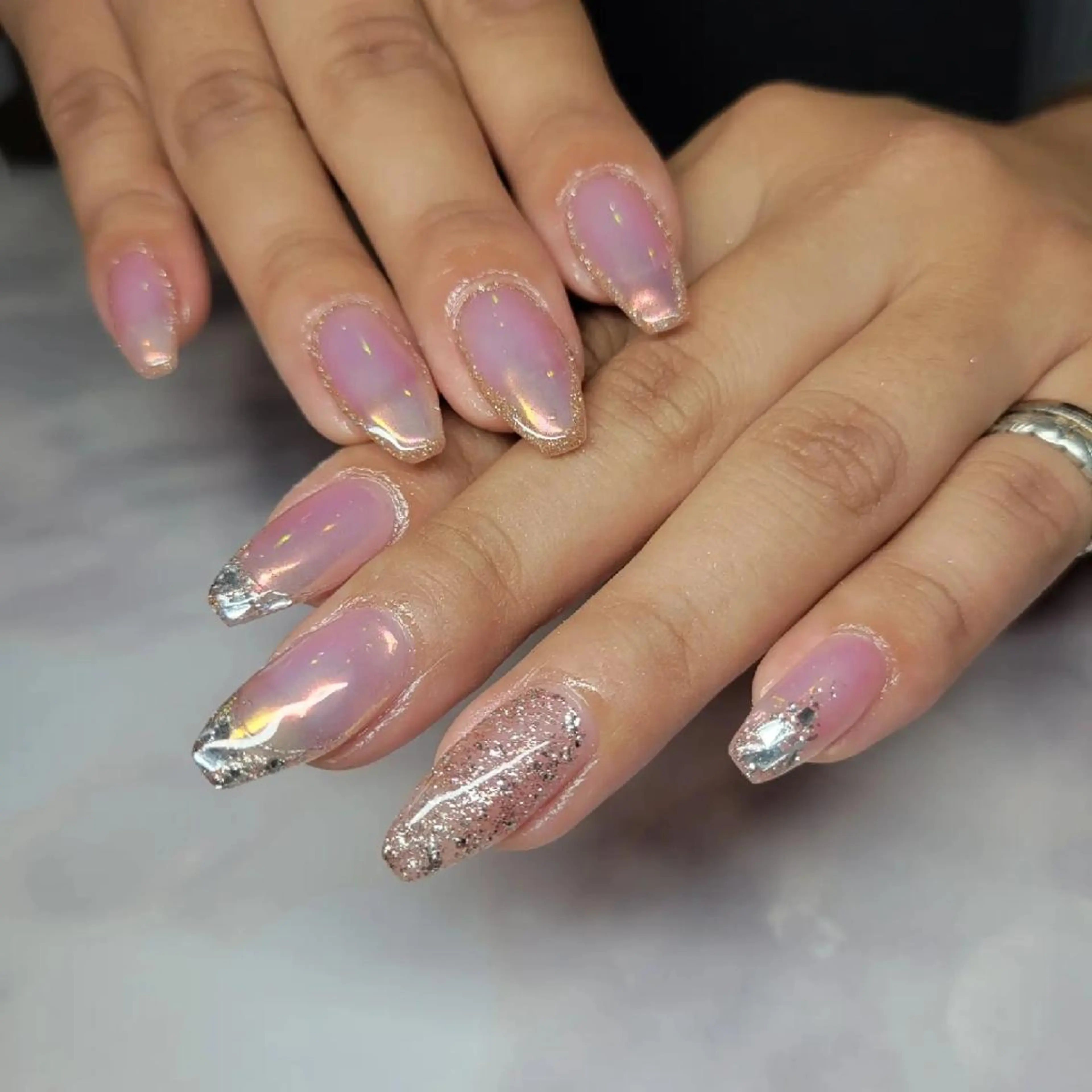 ネイル フラッシュネイル フレンチネイル ガラスフレンチ ニュアンスネイル Nail salon Coco【溝の口駅】のネイルデザイン