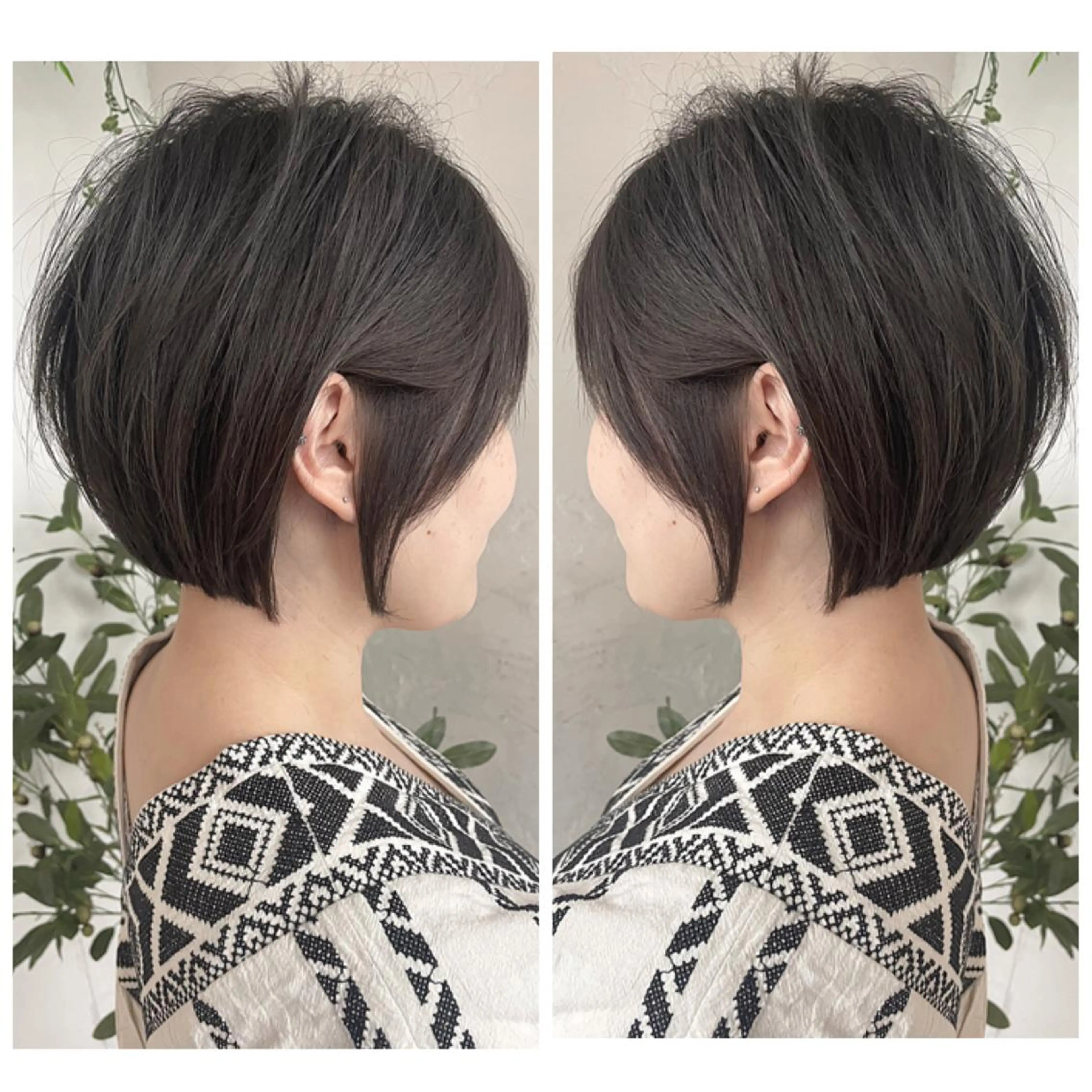 ショート カラー ショートボブ ハンサムショート 丸みショート デザインカラー ハイライトカラー 京都大人女性ショート 徒歩1分/秋山のヘアスタイル