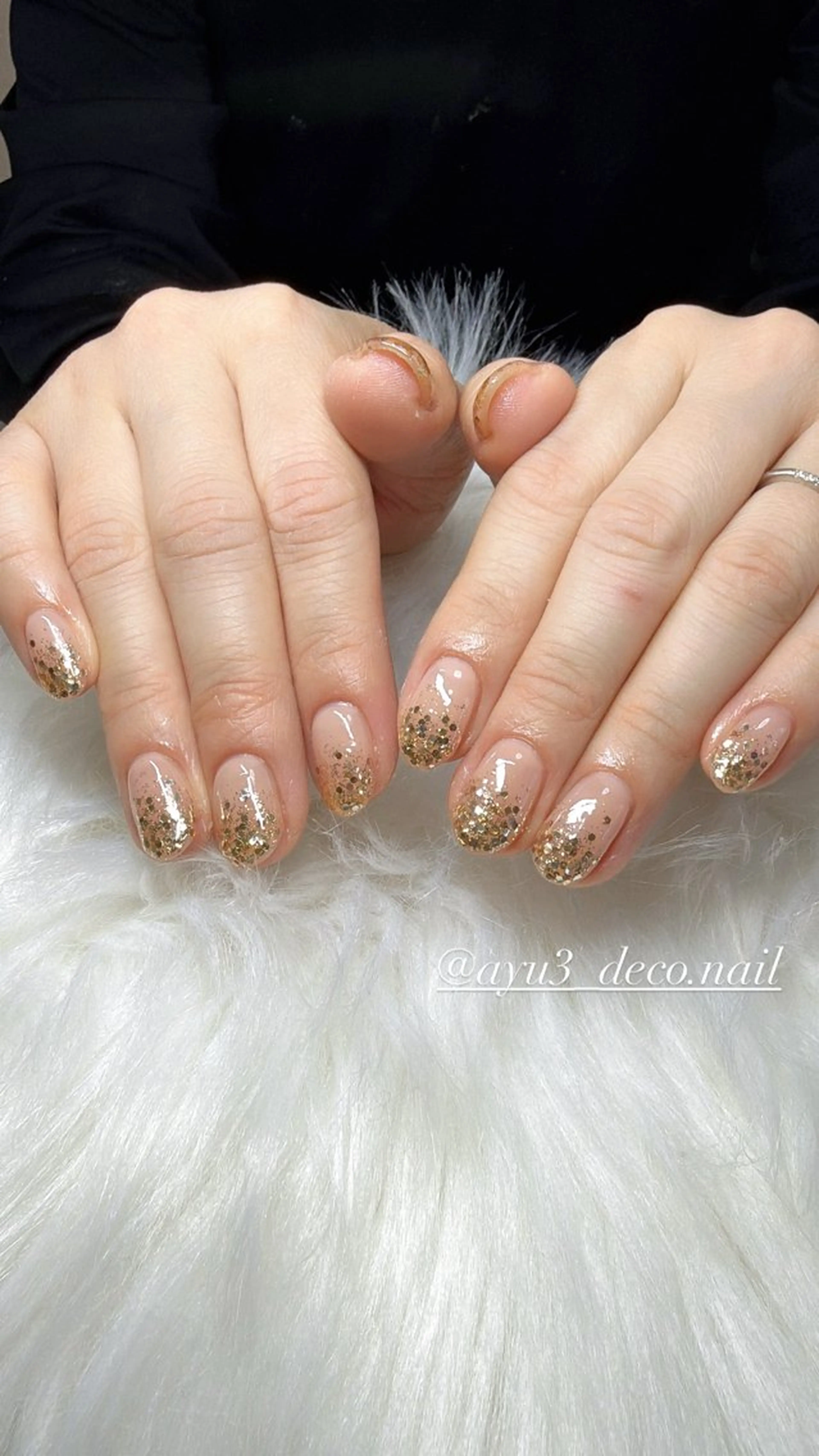 ネイル グラデーション ラメ(グリッター) ラメグラデーション ハンドネイル 大橋 歩美のネイルデザイン