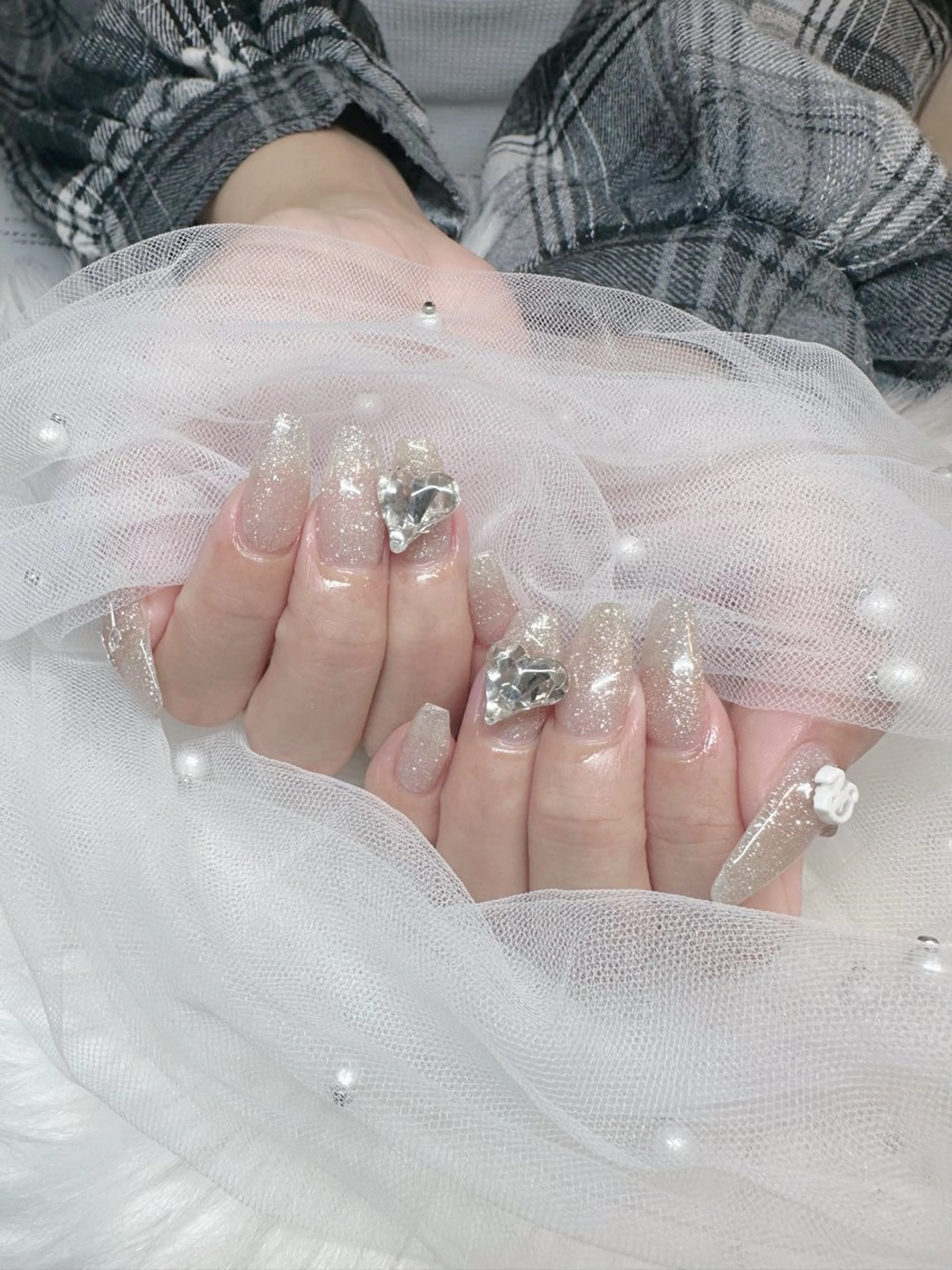 ネイル ハンドネイル NON🎀韓国 シンプルワンホン🎀のネイルデザイン