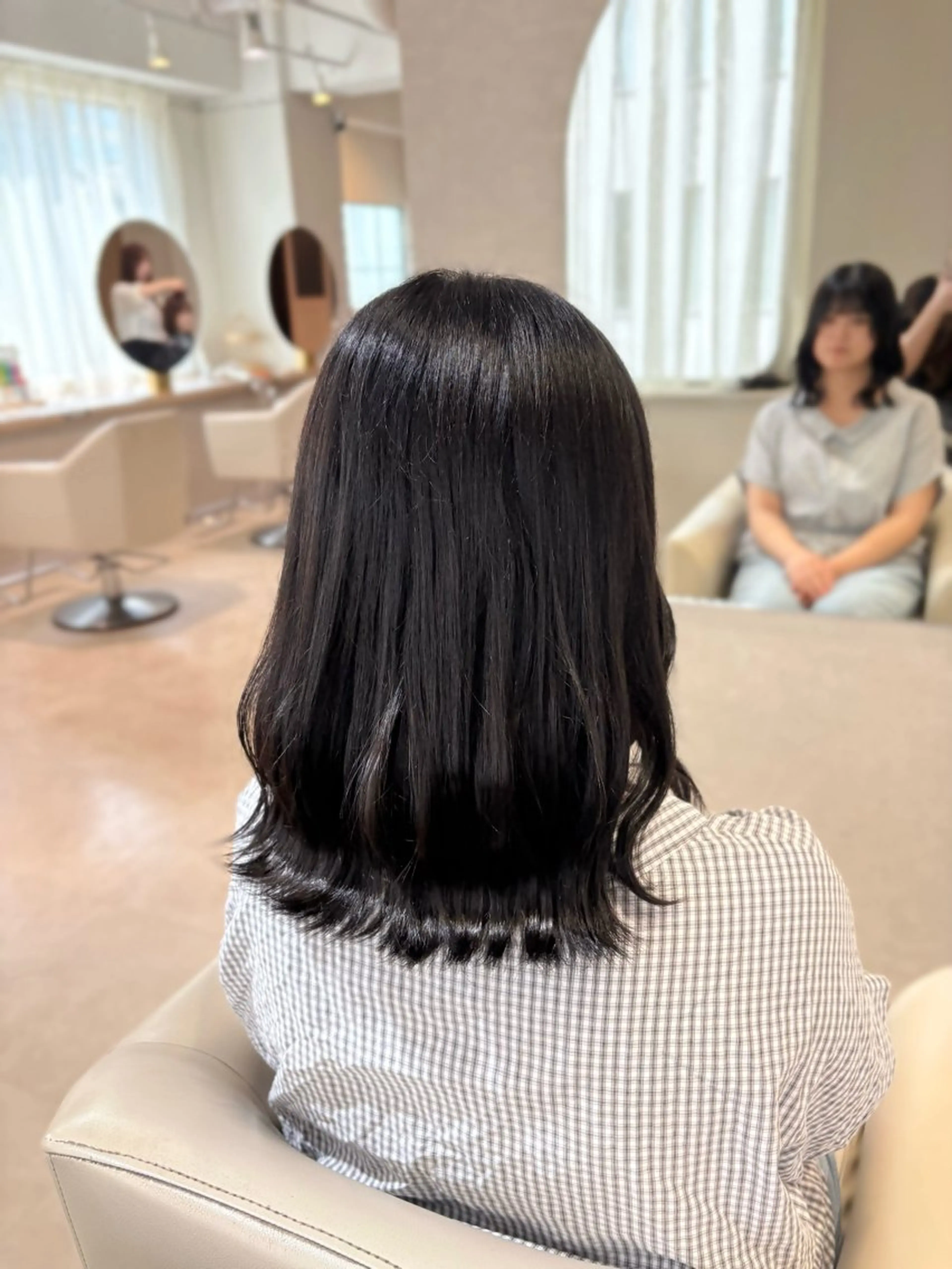 ミディアム カラー 黒髪 ナチュラルブラック ヘアカラー トリートメント 大宮/髪質改善/ yuzuki🌙のヘアスタイル