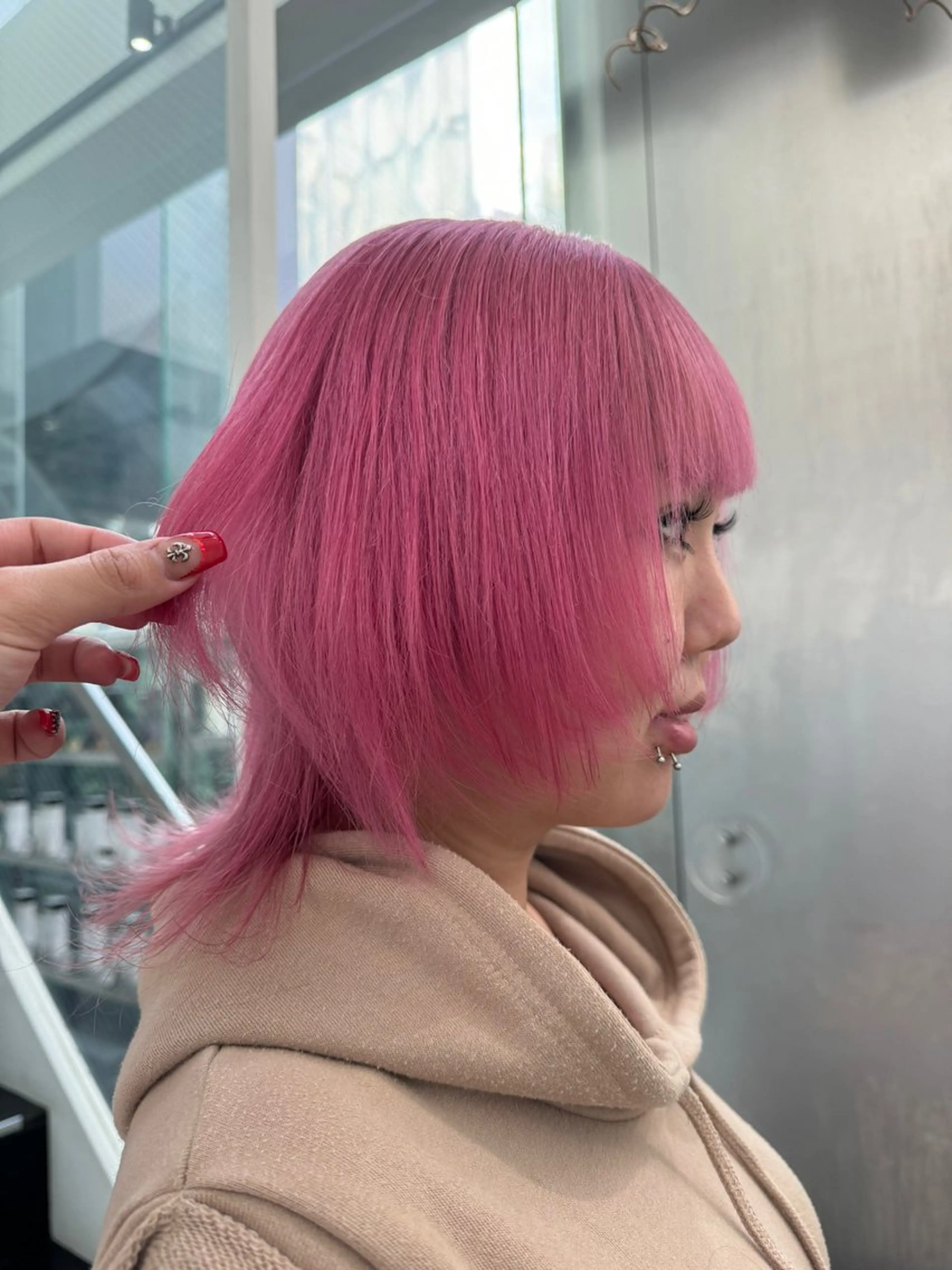 【🎀ピンクにしたい方限定🎀】ケアブリーチ＋カラー＋トリートメント［ミニモ限定/ミニモ学割/韓国/天神/ダブルカラー］の写真