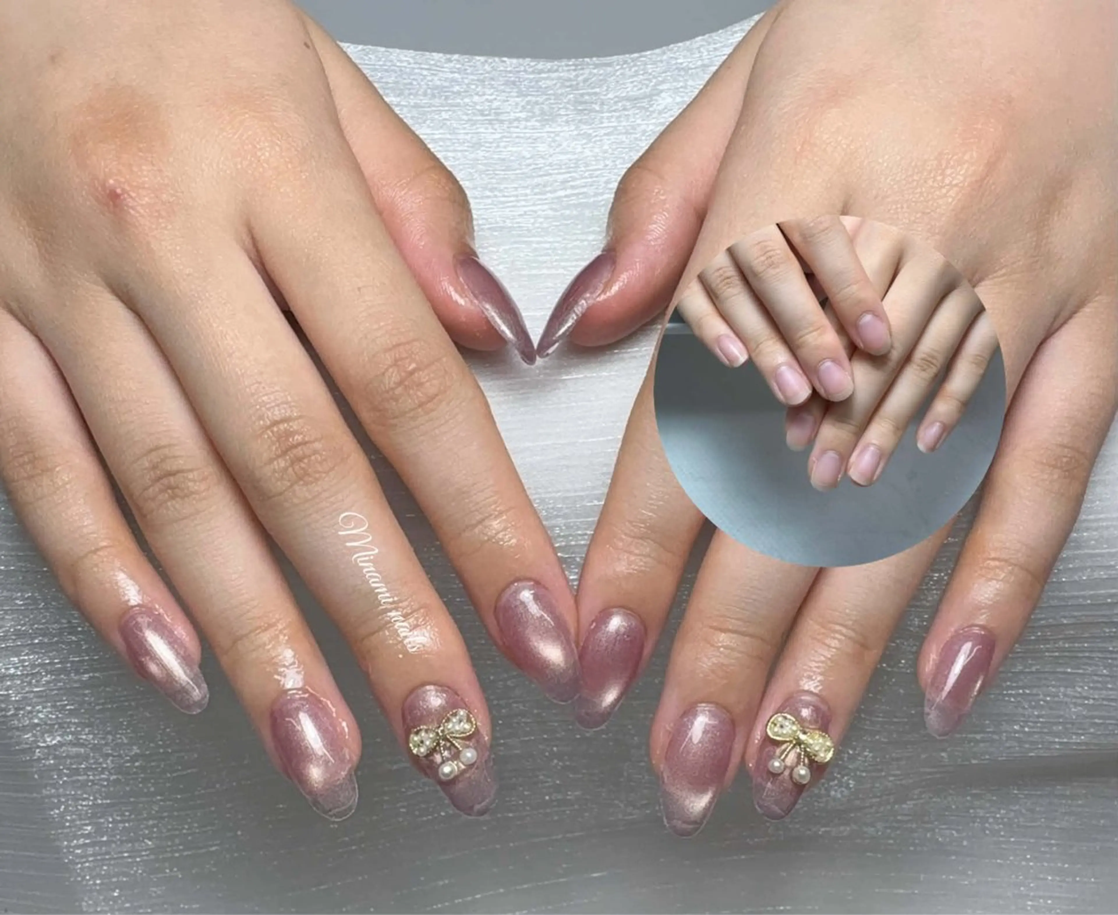 ネイル アートネイル オーロラネイル ガーリー キラキラネイル 韓国ネイル フットネイル Minami Nailsのネイルデザイン