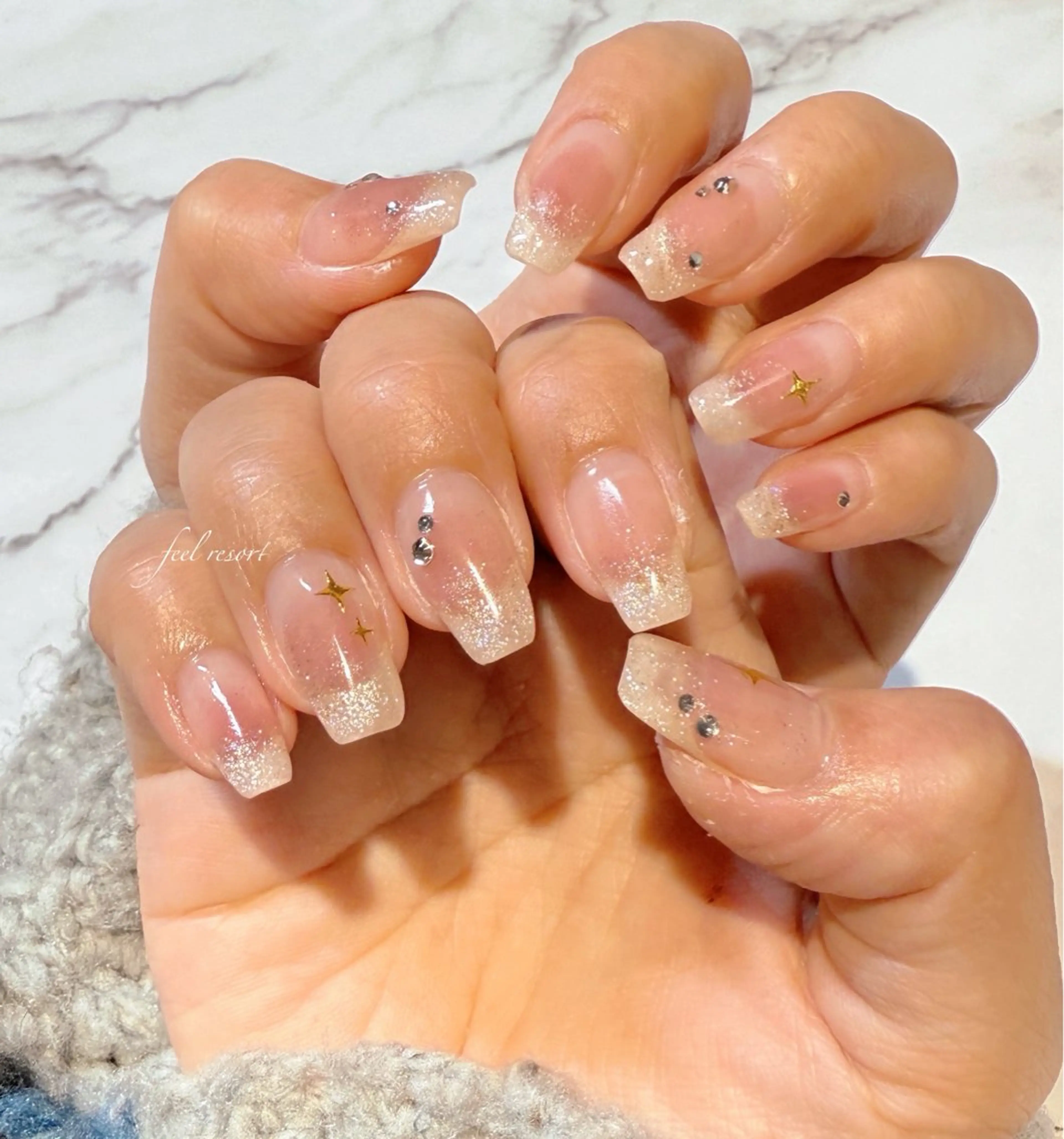 ネイル 長さ出し フットネイル フレンチネイル ジェルネイル ガラスフレンチ ハンドネイル Lien（リアン） 銀座駅6分のネイルデザイン