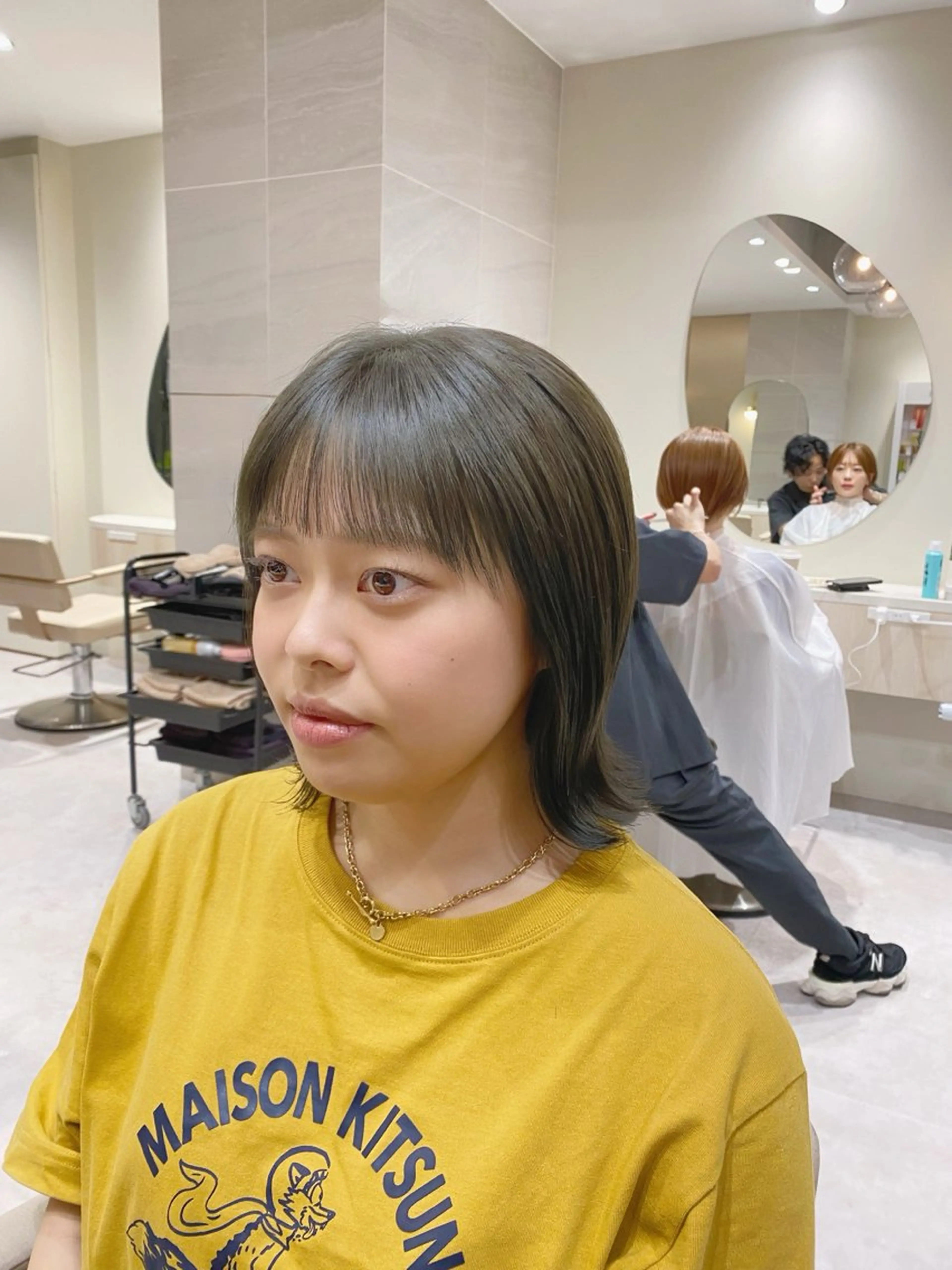 ショート カラー グレージュ イルミナカラー カーキグレージュ ボブ くびれヘア カット ヘアカラー 透明感カラー🌿 グレージュ🐺陽介のヘアスタイル