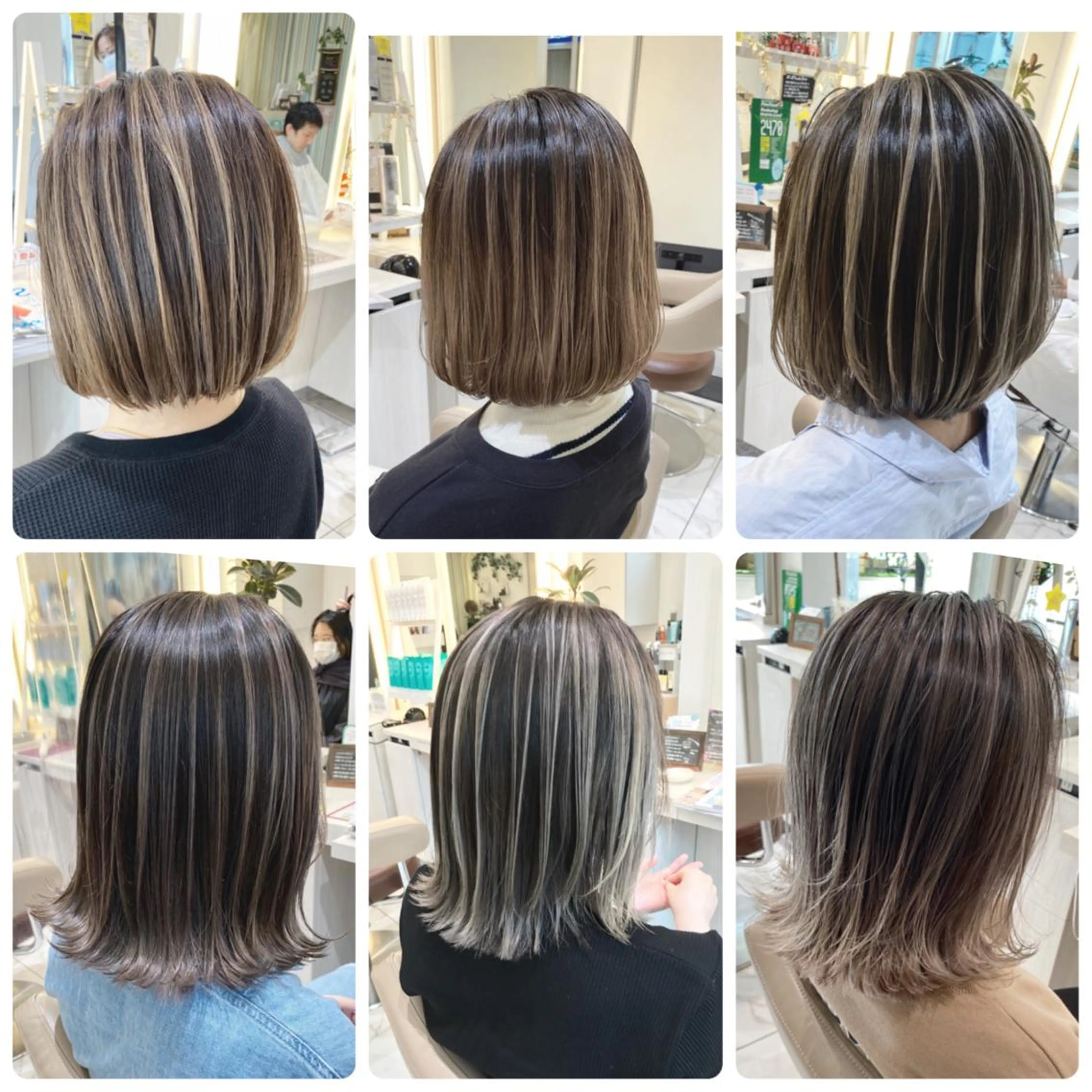 ミディアム カラー バレイヤージュ ボブ レイヤーカット カット ヘアカラー 山崎俊輔/髪質改善 /バレイヤージュのヘアスタイル