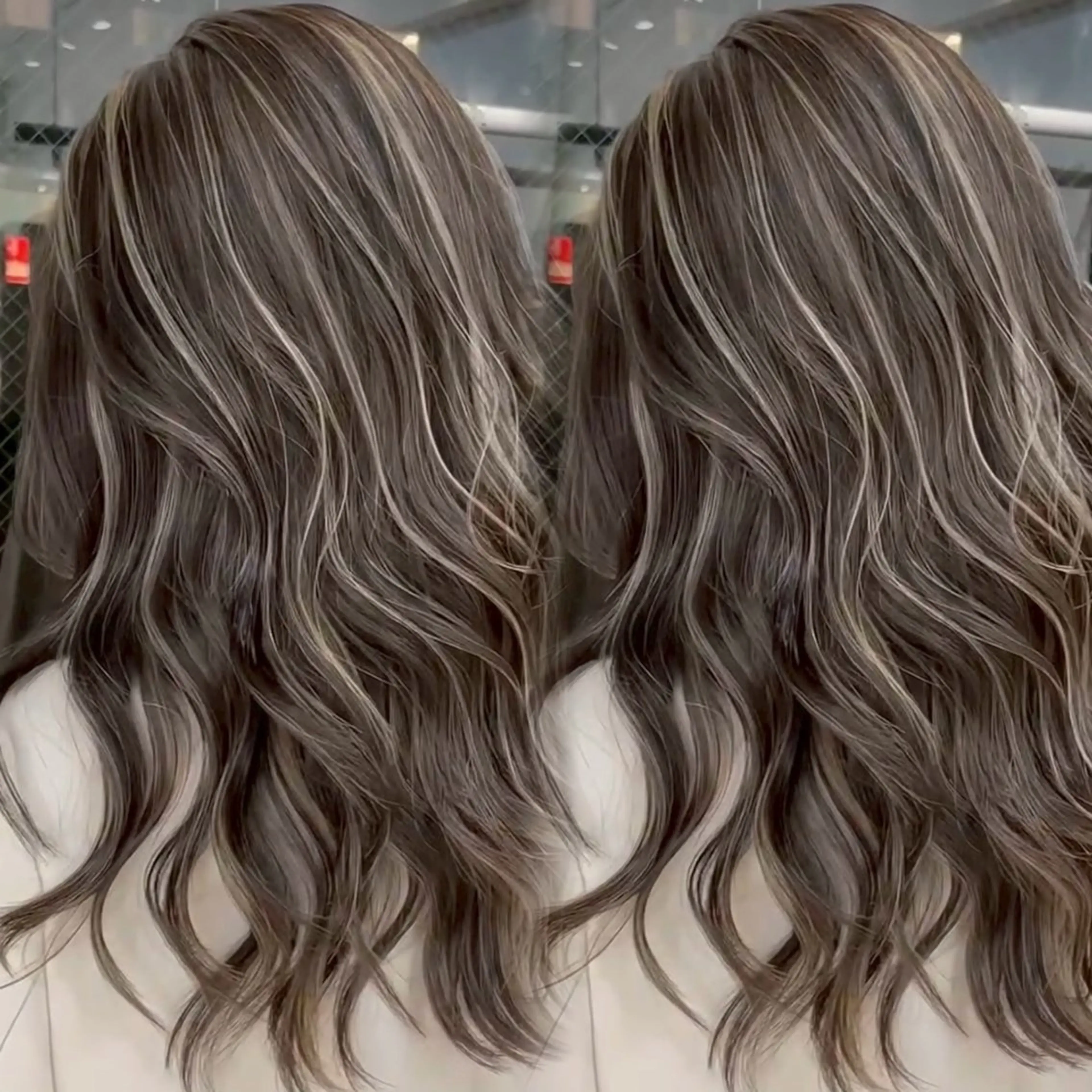 ロング カラー ハイライトカラー ハイライト カット ヘアカラー トリートメント 表参道/ハイライト バレイヤージュのヘアスタイル