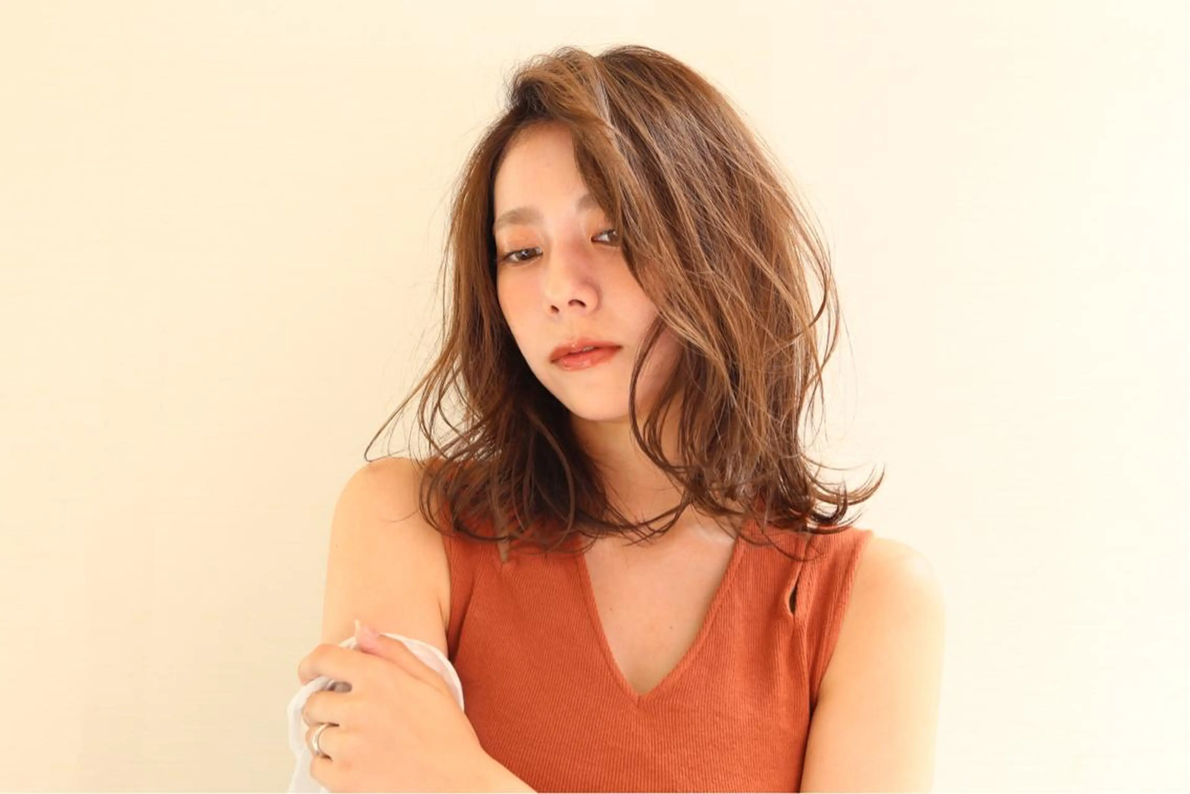 セミロング カラー カット 縮毛矯正 トリートメント 淡路上新庄/髪質改善 .艶カラー/野口春貴のヘアスタイル