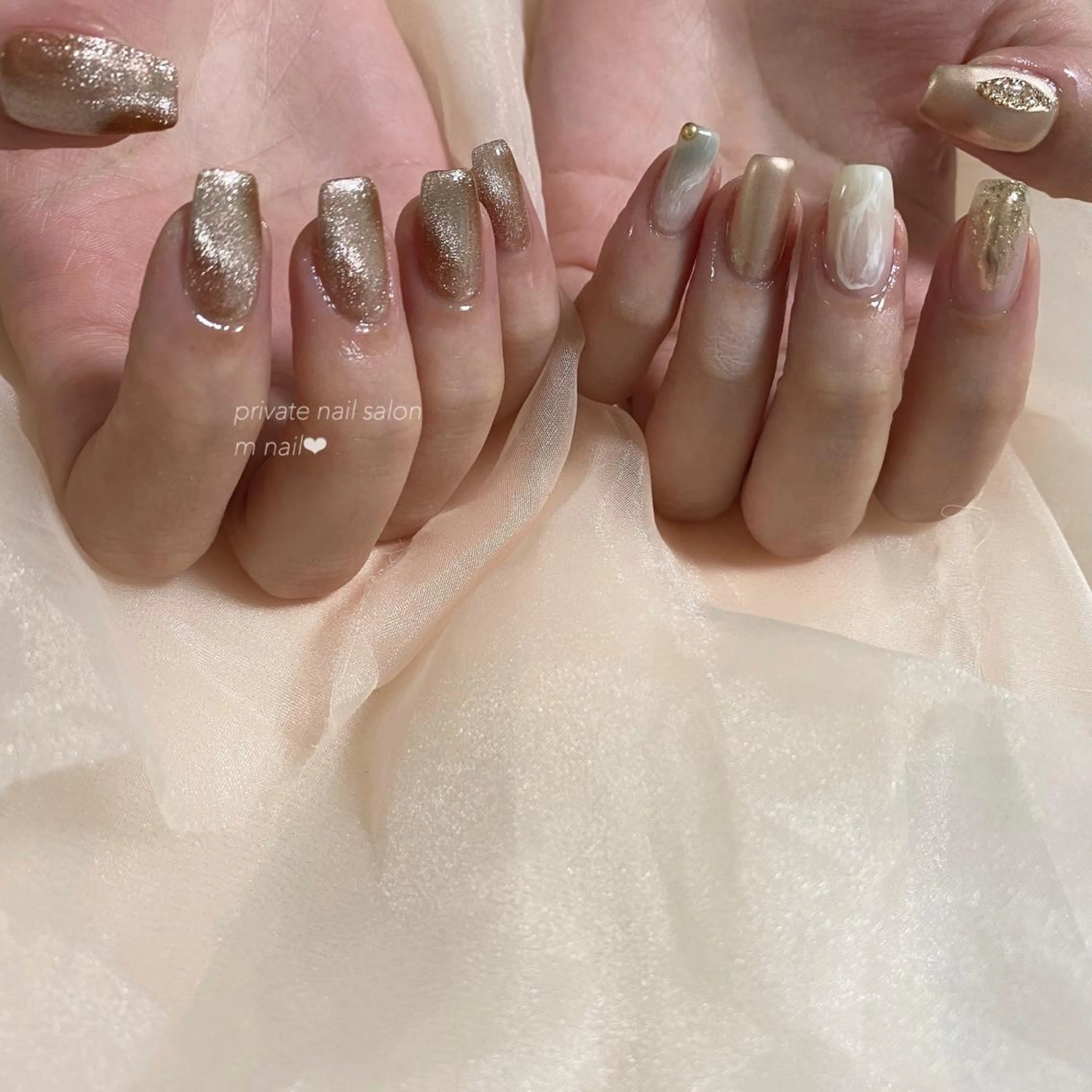 ネイル ブラウン マグネットネイル ハンドネイル 小河原 舞のネイルデザイン