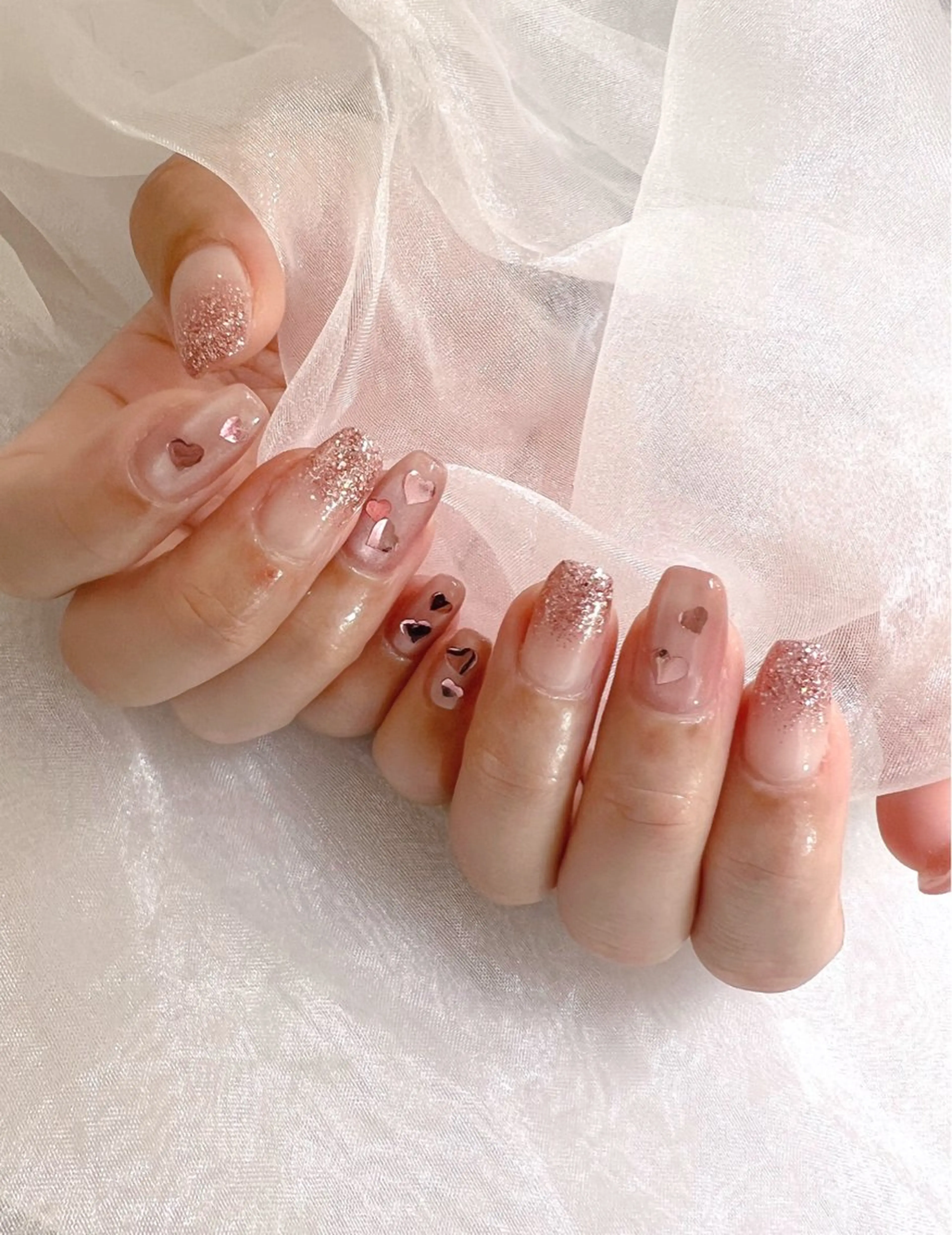 ネイル フットネイル ジェルネイル ハート 韓国ネイル ピンク nail salon Lauleaのネイルデザイン