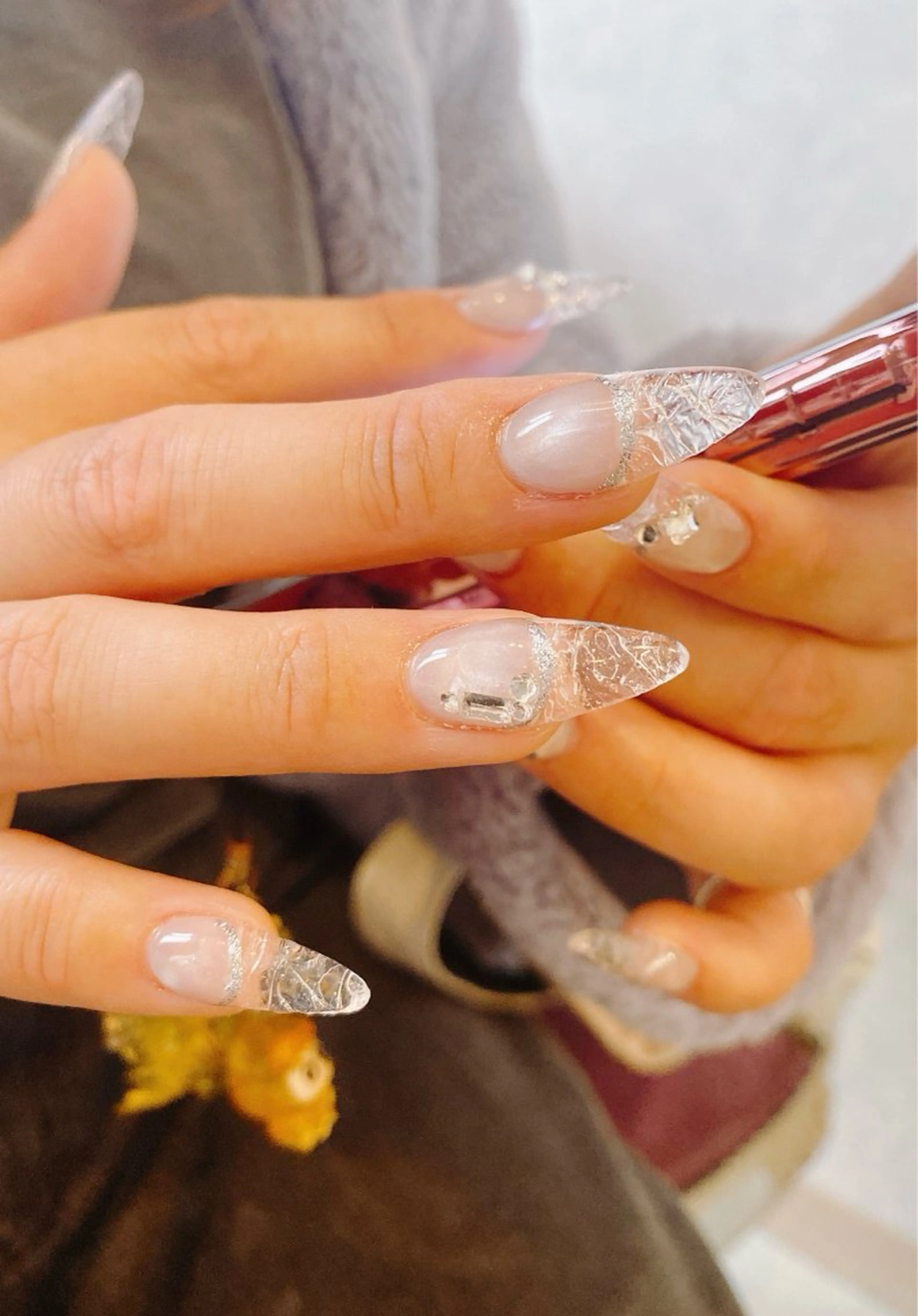 ネイル クリアネイル マグネットネイル スカルプネイル ハンドネイル ネイル ティアラのネイルデザイン