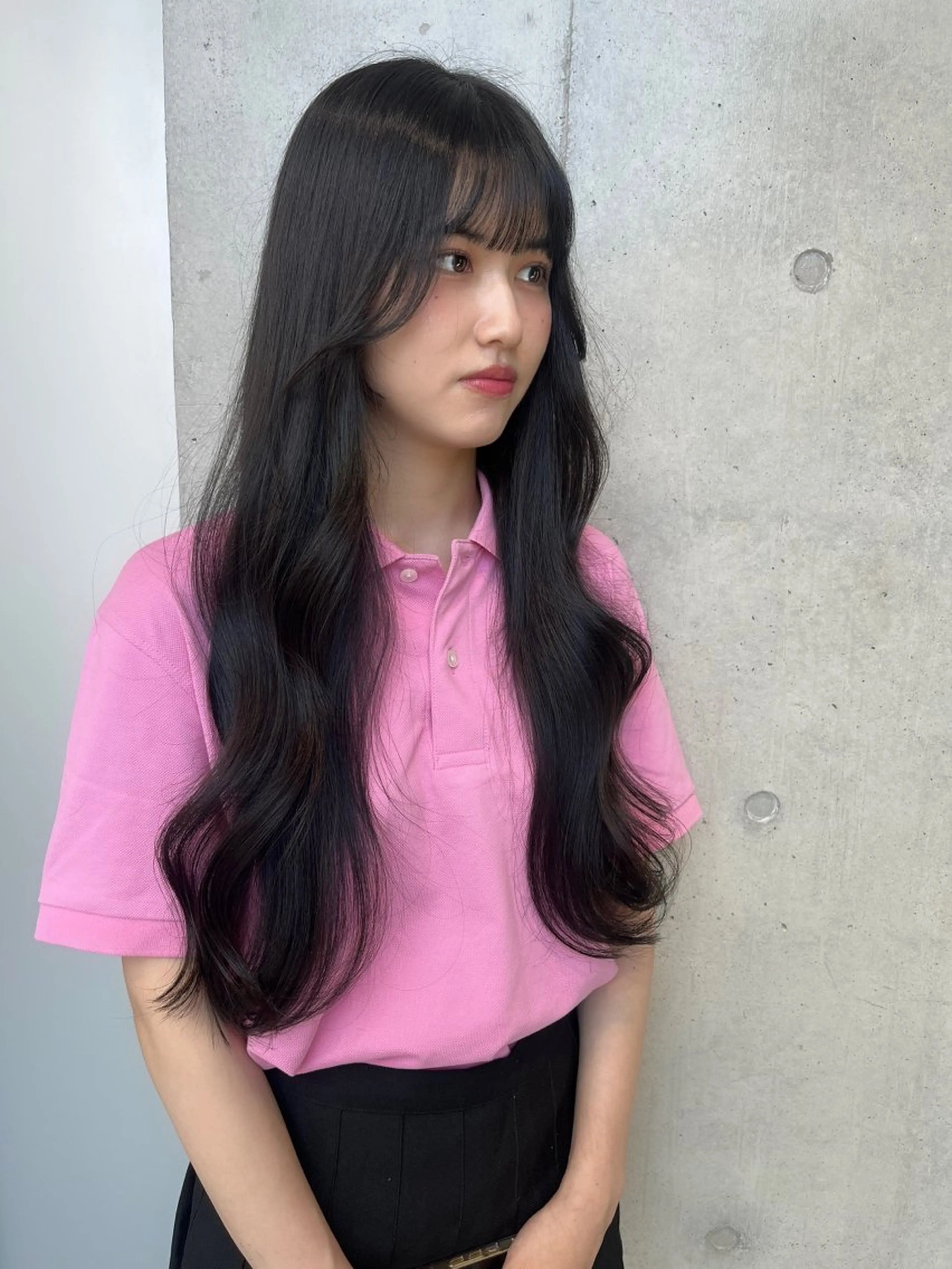 ロング カラー パーマ ヘアアレンジ カット ヘアカラー トリートメント ヘッドスパ ヘアセット 透明感/オリーブ/ グレージュ/YUKAのヘアスタイル