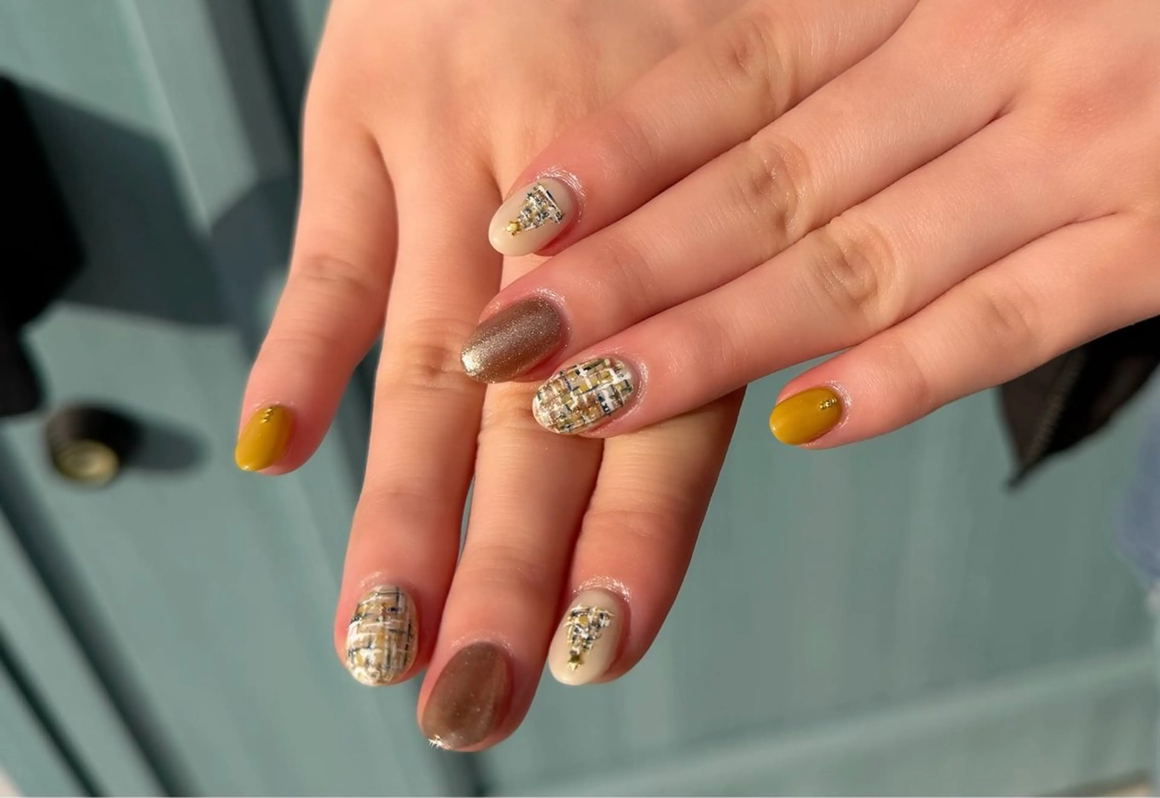 ネイル 持ち込み ツイードネイル Patico ayakaのネイルデザイン