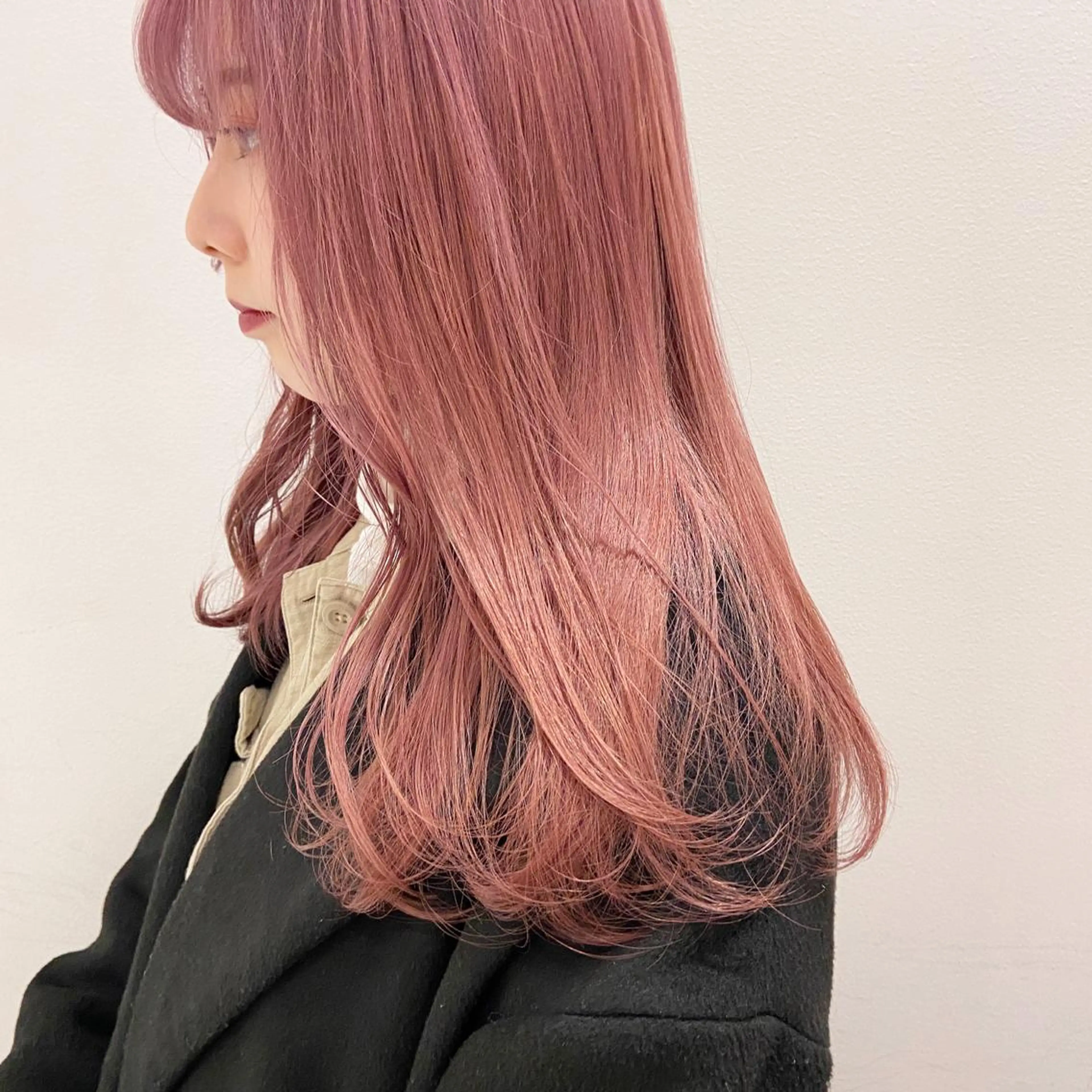 ロング カラー ヘアアレンジ ピンクカラー 天神レイヤーカット No.1💖マユカのヘアスタイル