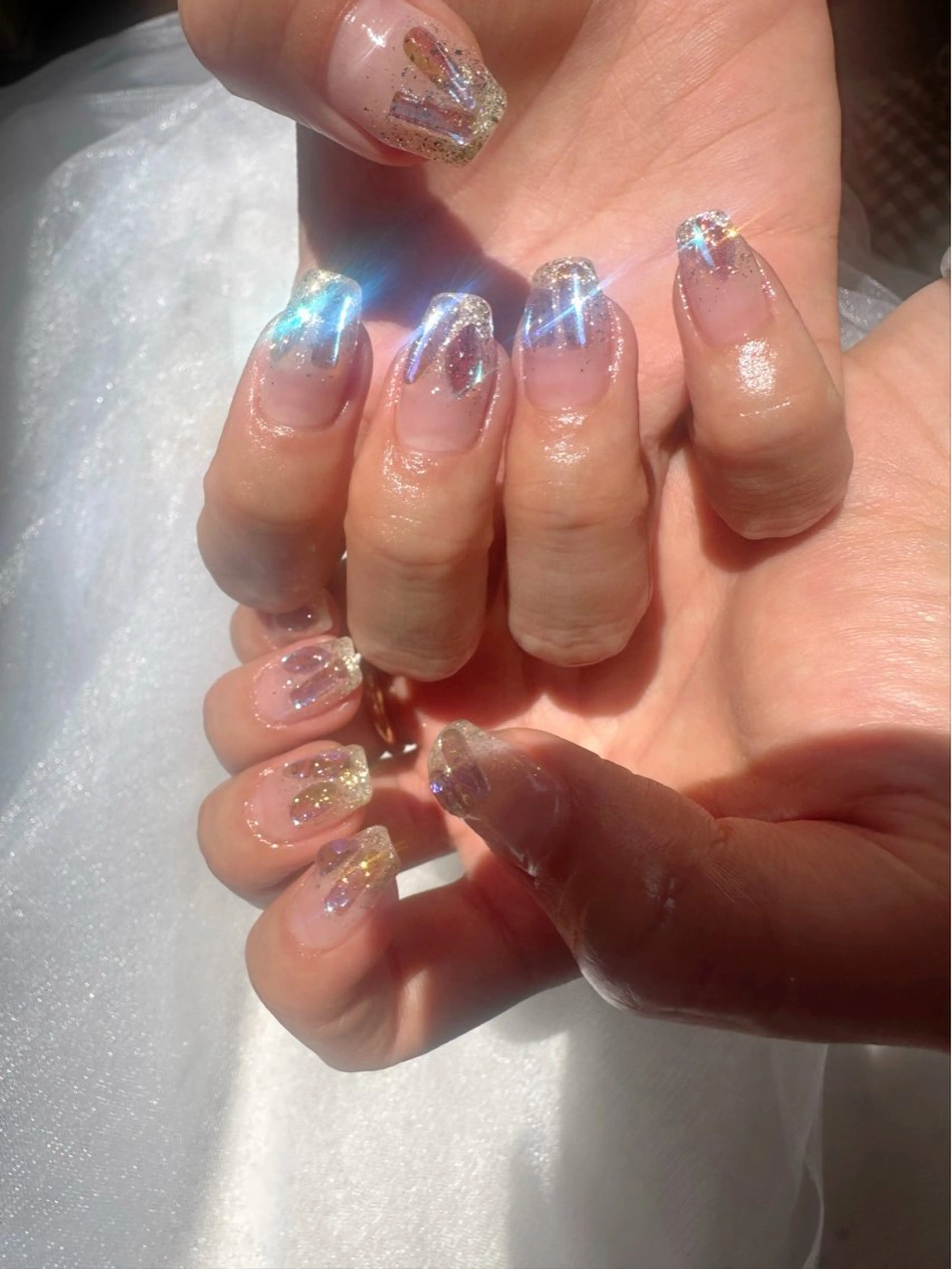 ネイル クリアネイル グラデーション 氷ネイル・うるうるネイル キラキラネイル 韓国ネイル 🪞KAPE NAIL 🪞のネイルデザイン