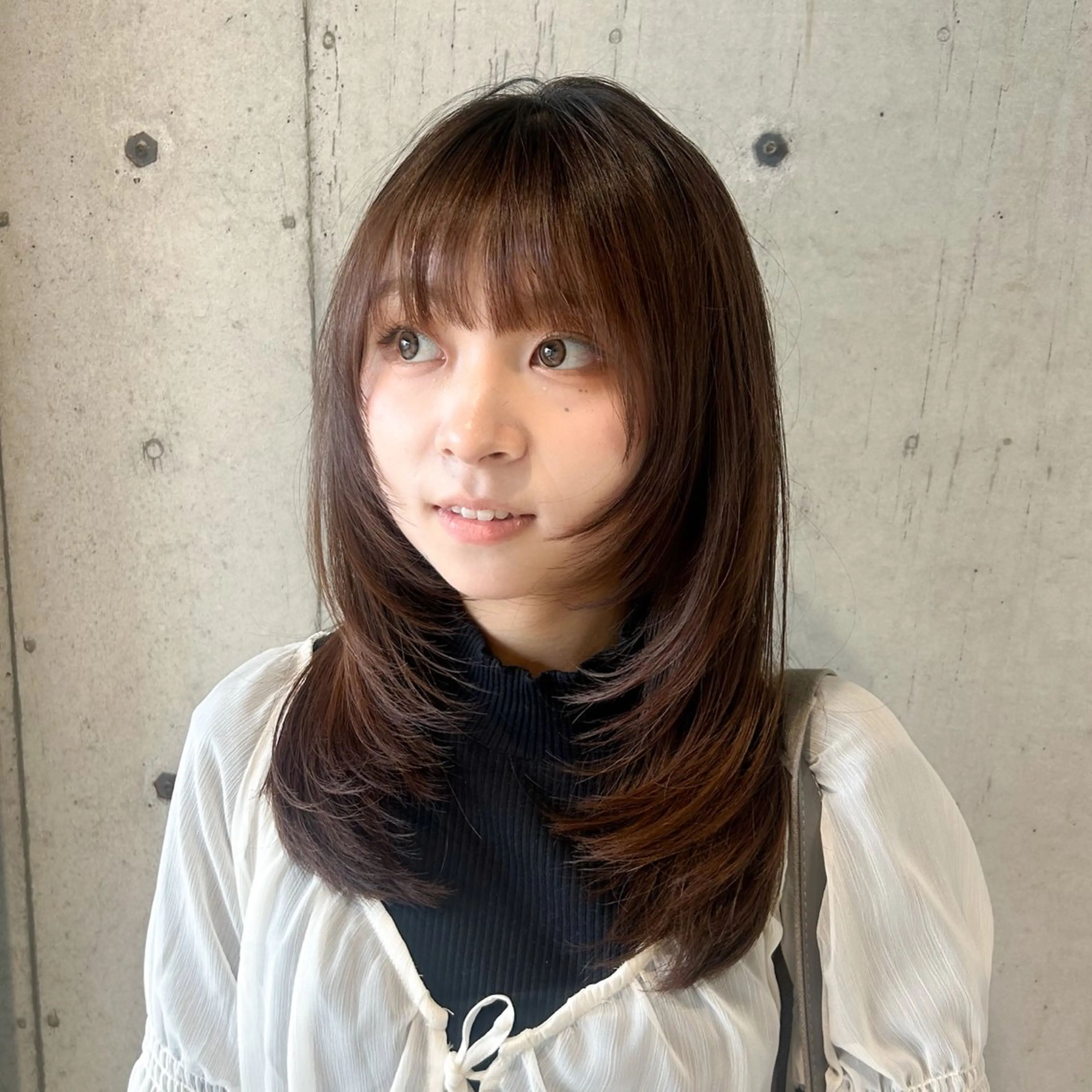 セミロング カラー カット ヘアカラー トリートメント 🤡暖色レイヤー 🤡みさきのヘアスタイル