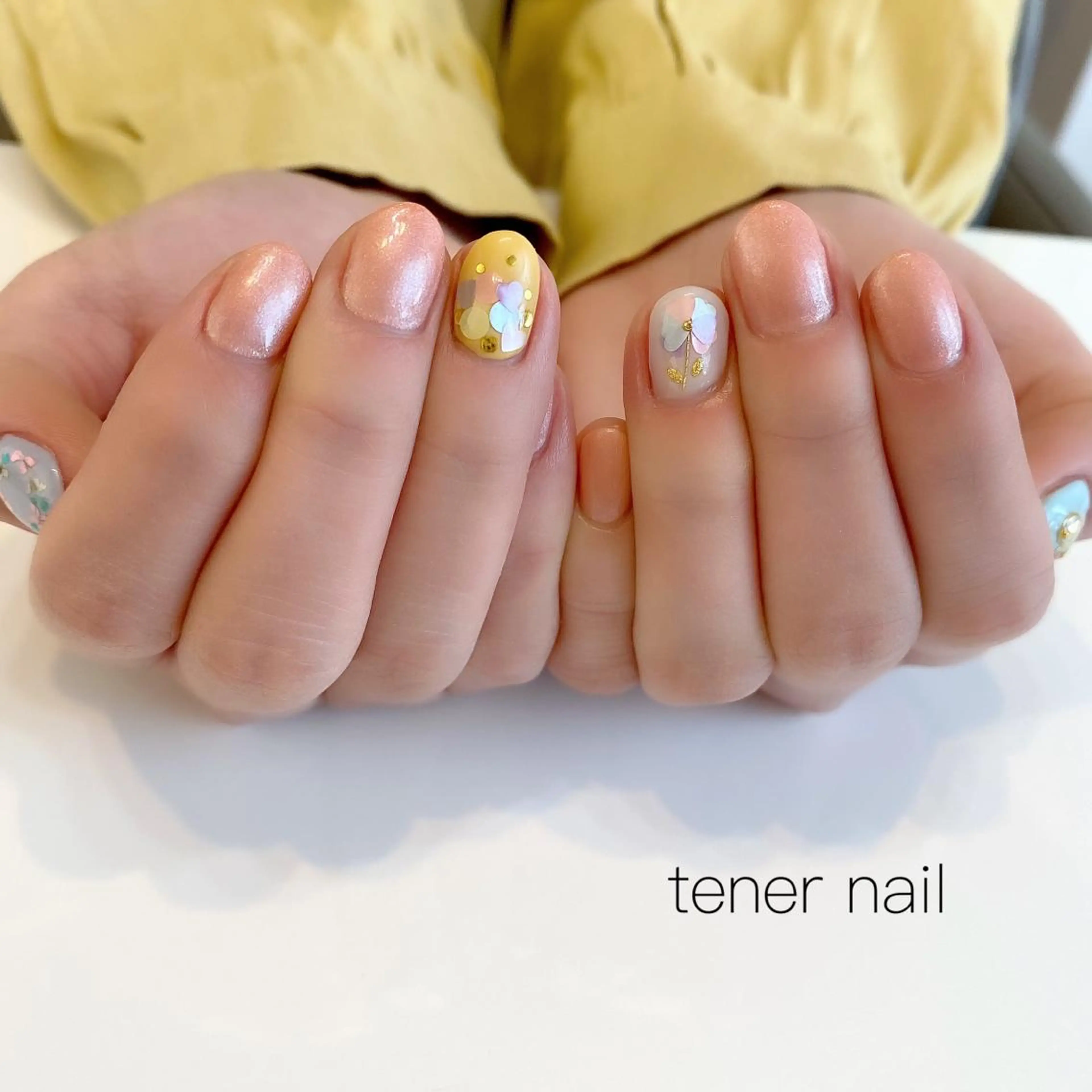 ネイル アートネイル フラワーネイル 春ネイル テネルネイル tener nailのネイルデザイン
