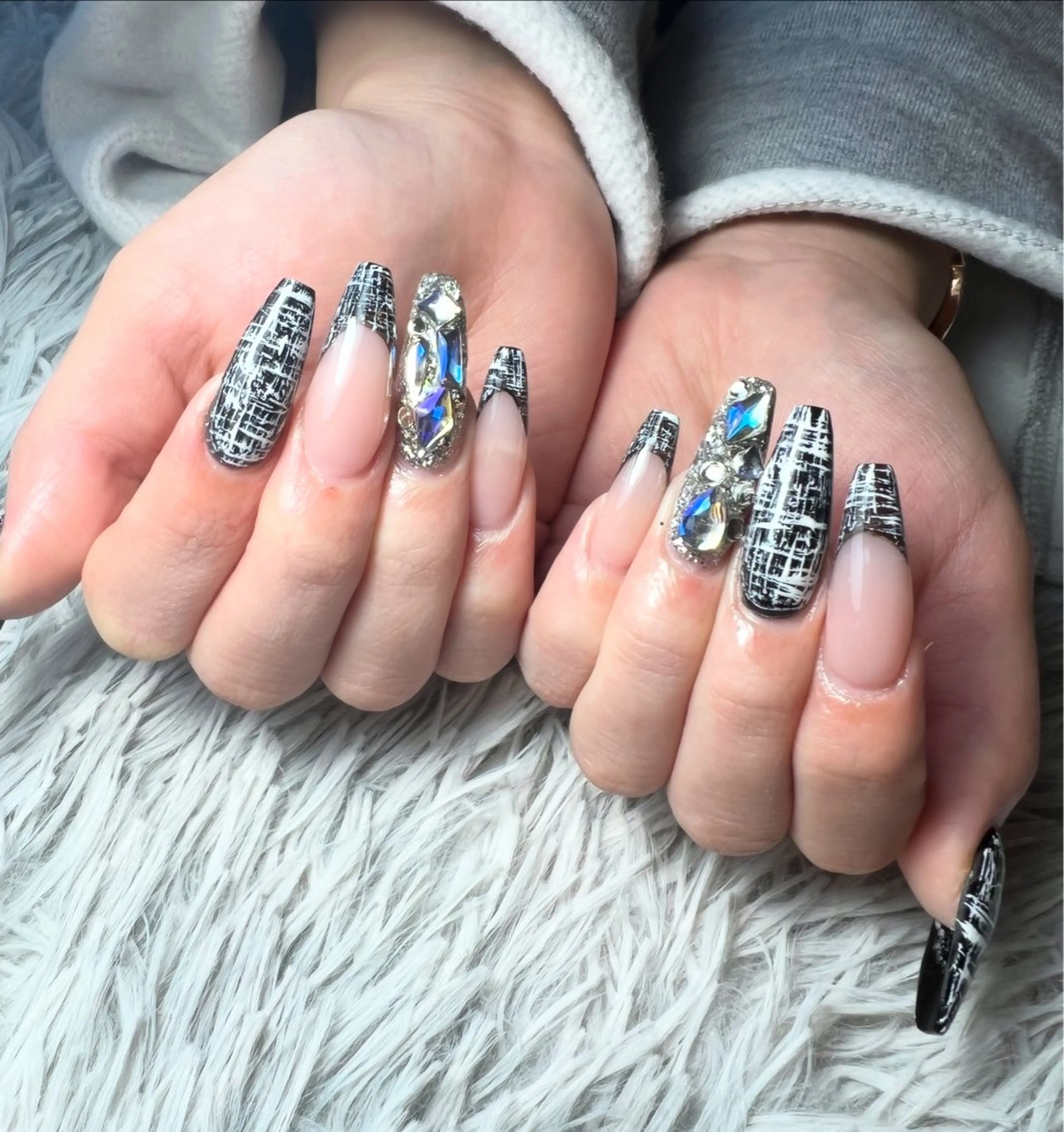 ネイル スカルプネイル ツイードネイル ハンドネイル シェヌネイル JURAのネイルデザイン