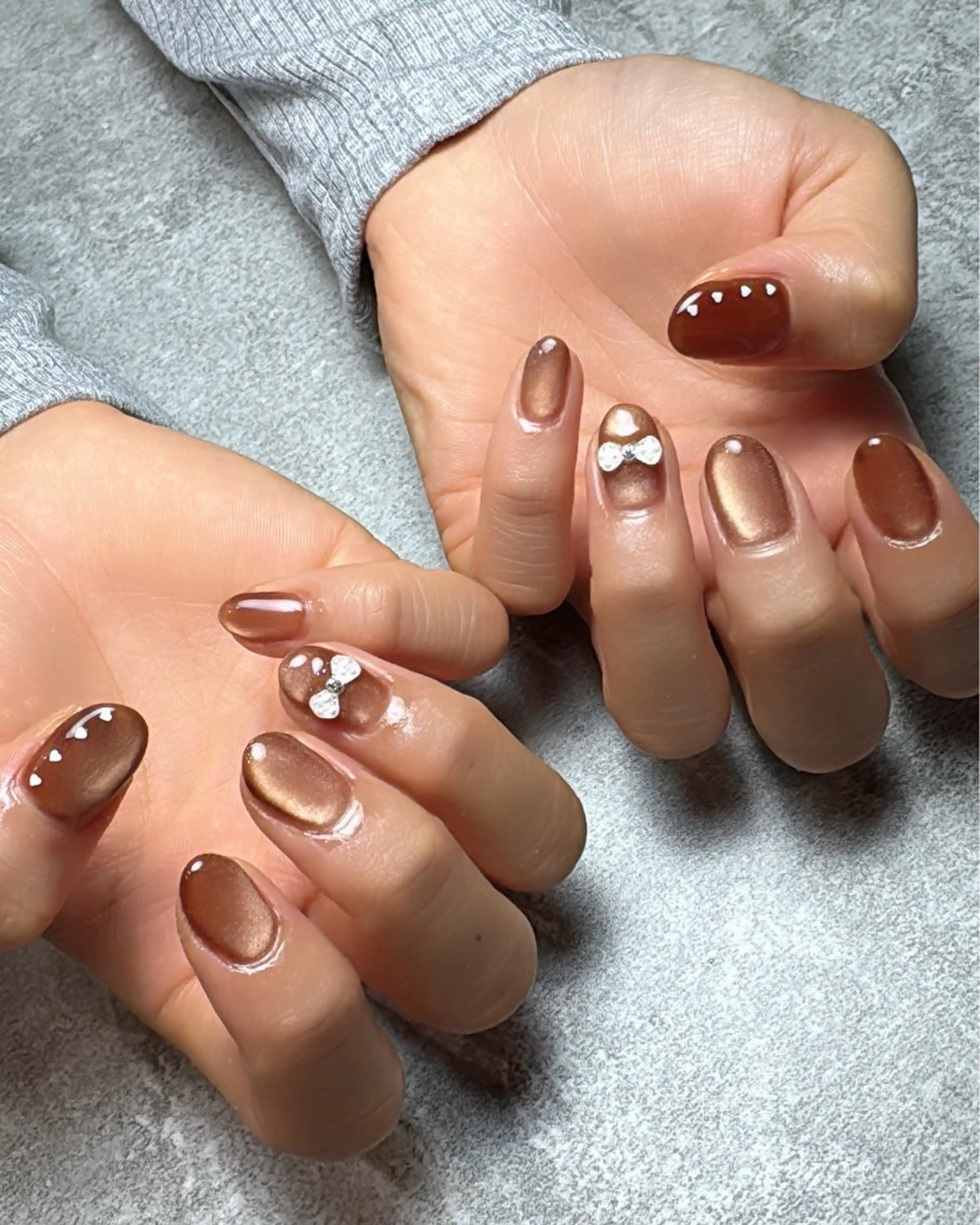 ネイル ハート マグネットネイル リボン ハンドネイル MATATABI. kumiのネイルデザイン