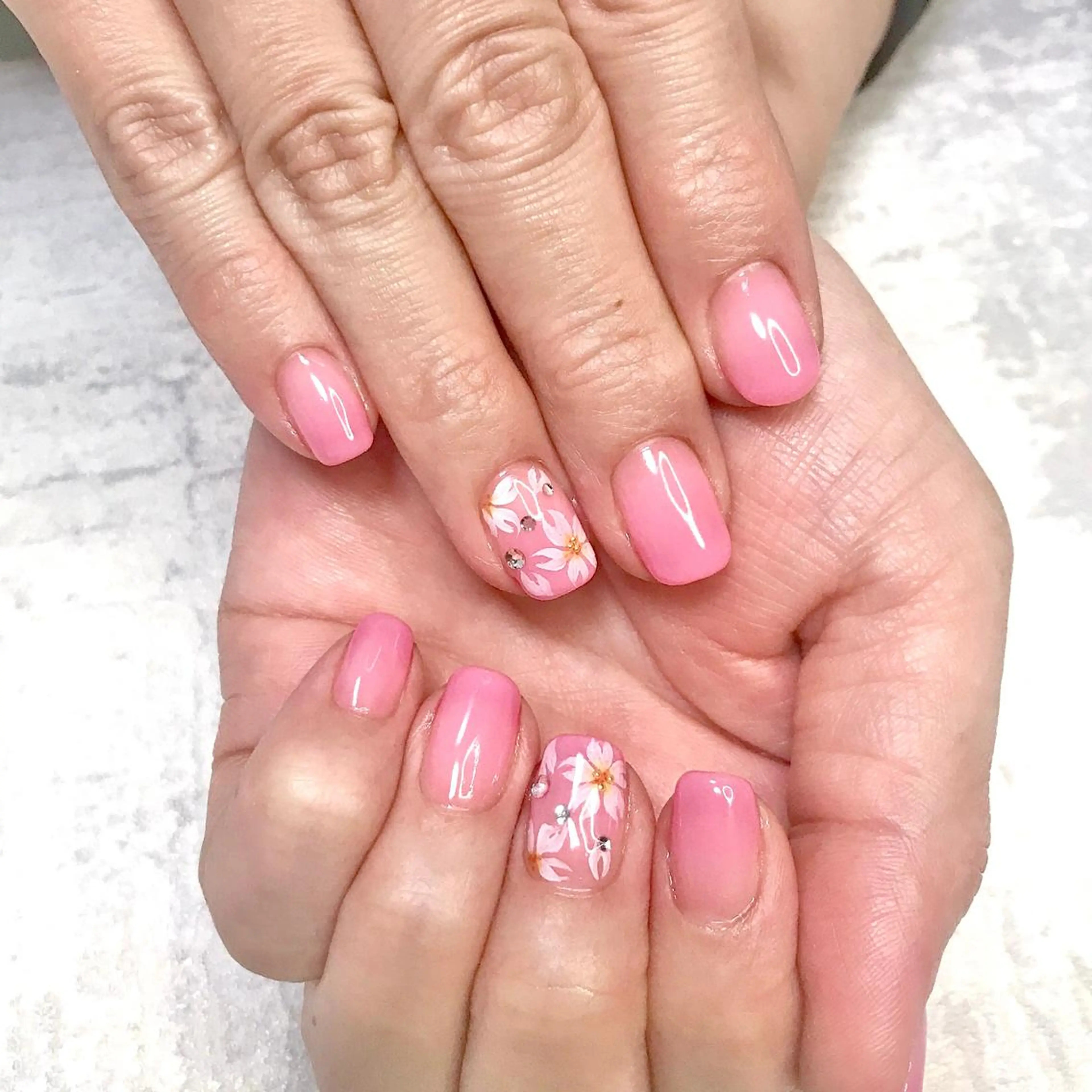 ネイル アートネイル 桜ネイル グラデーション オフィスネイル ピンク ステラ marikominoのネイルデザイン