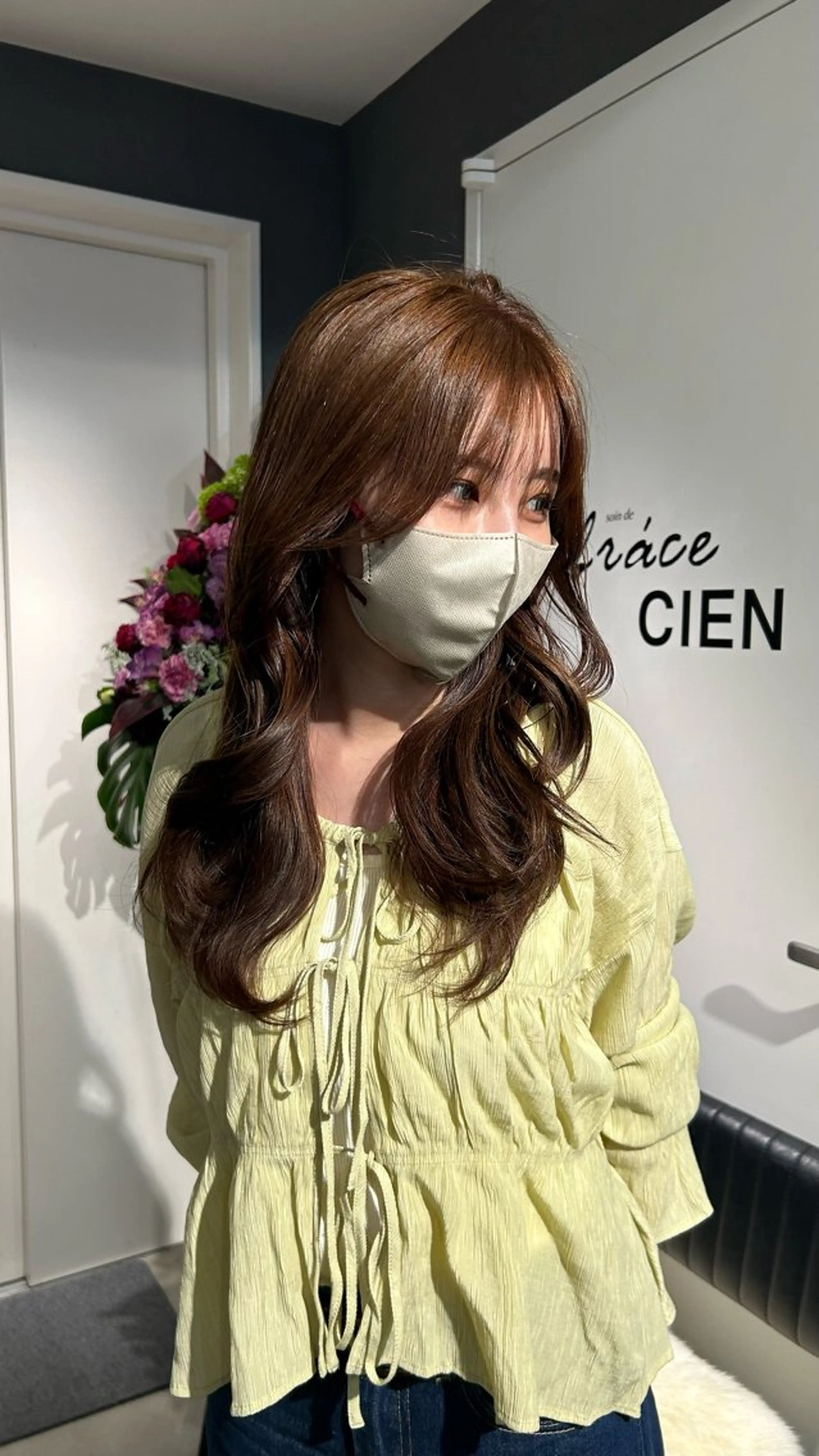 セミロング カット ヘアカラー トリートメント えり 堀江/ボブ /透明感/レイヤーのヘアスタイル