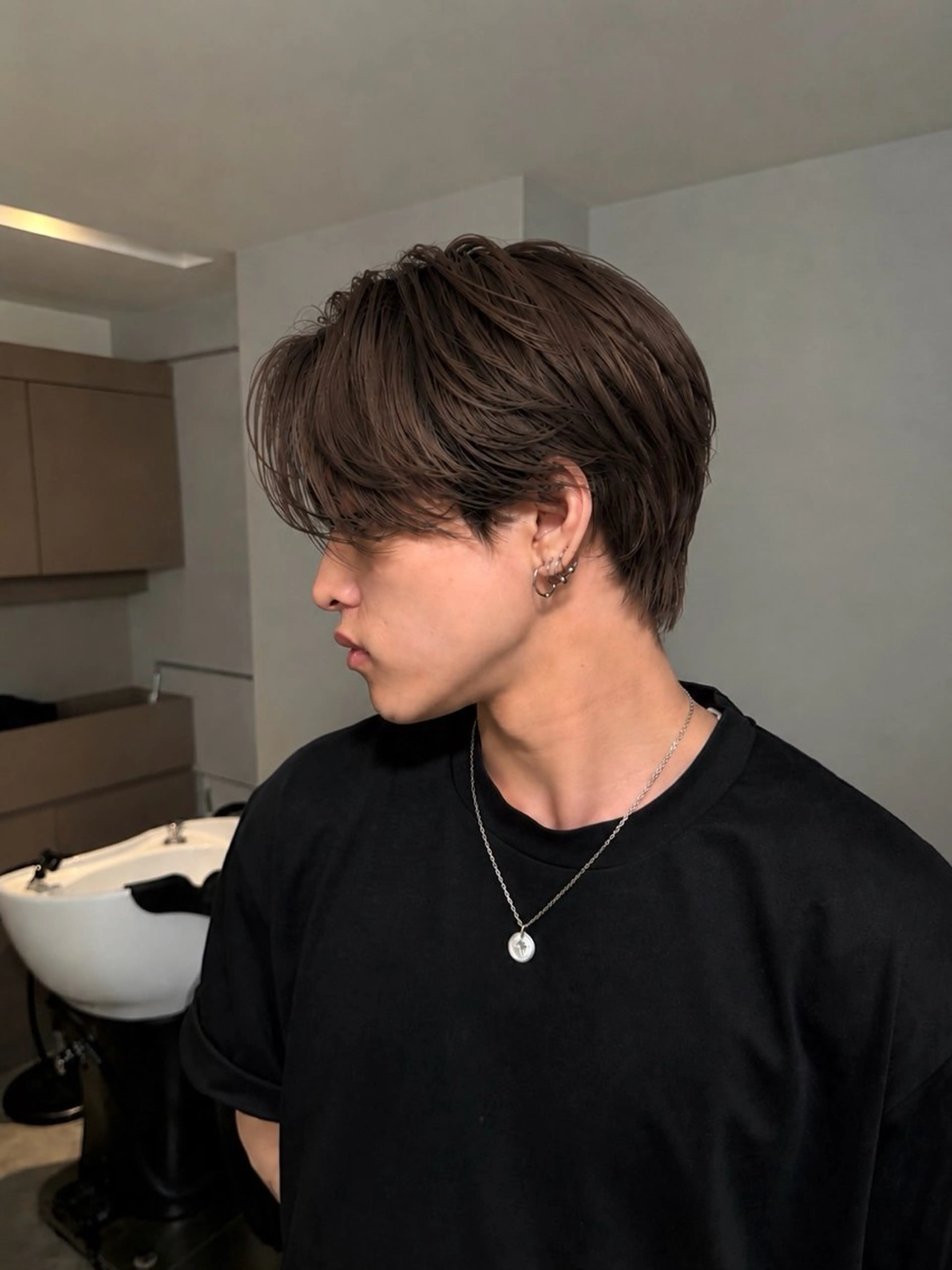 【ニュアンスパーマ＋メンズカット】カルマパーマ／シャドウパーマ/センターパートの写真